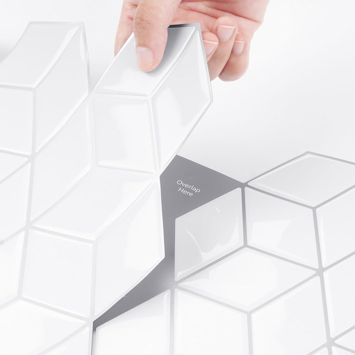 Azulejos Autoadhesivos Livelynine 4 Piezas Blanco Geométrico 30.48x30.48 cm