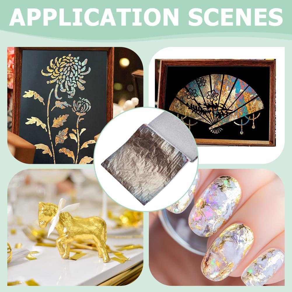 Hojas de Oro Antiguo MAYJOYDIY 50 Pcs 14x13.7 cm Manualidades