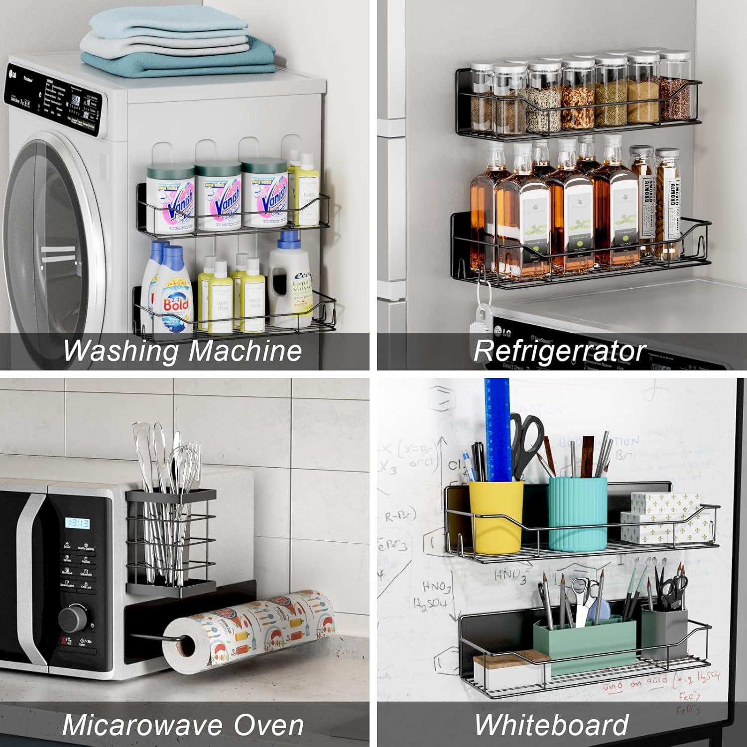 Estante Magnético para Especias IYEBAU - Paquete de 8, Negro