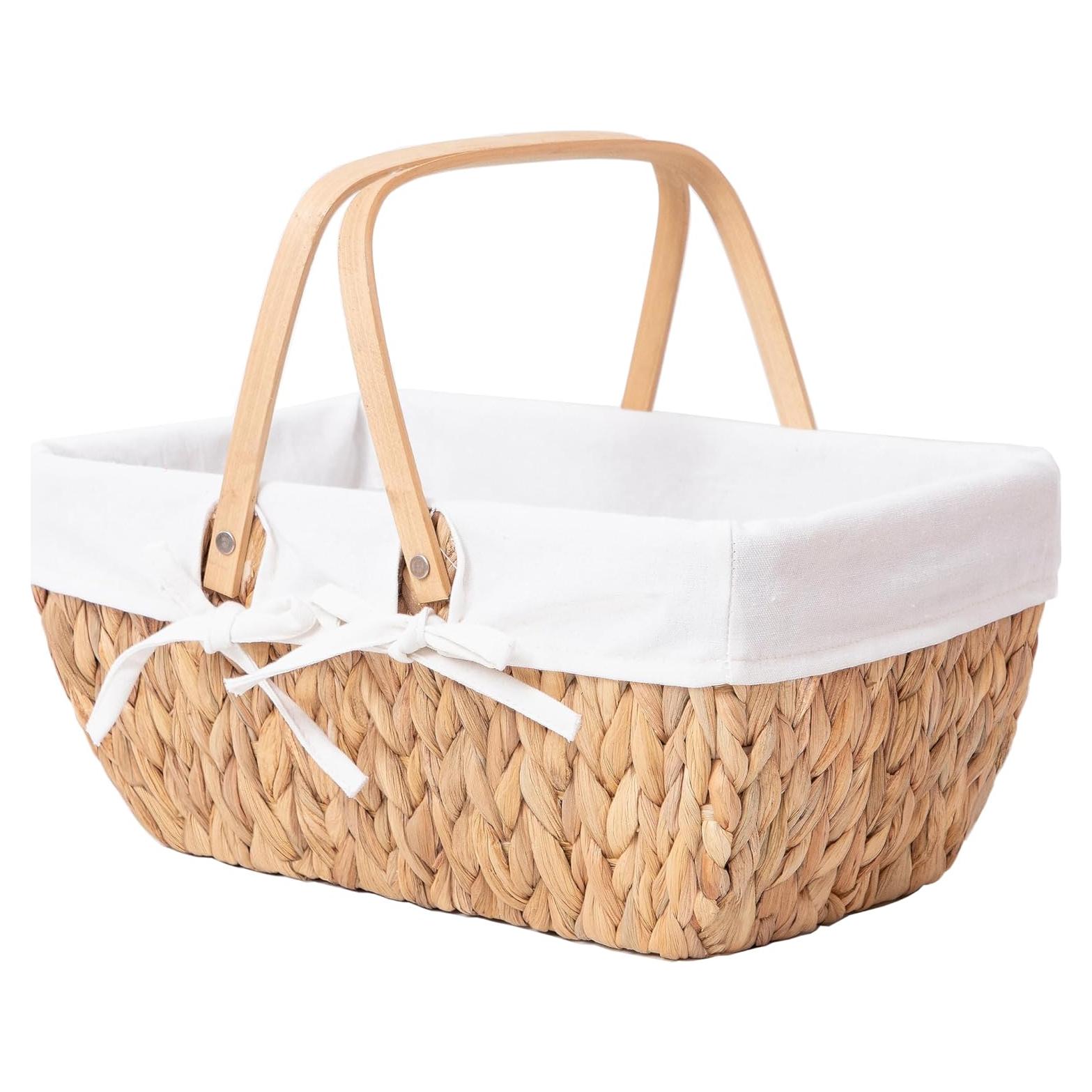 Cesta de Picnic GYASVWU de Jacinto de Agua 38x25x18cm