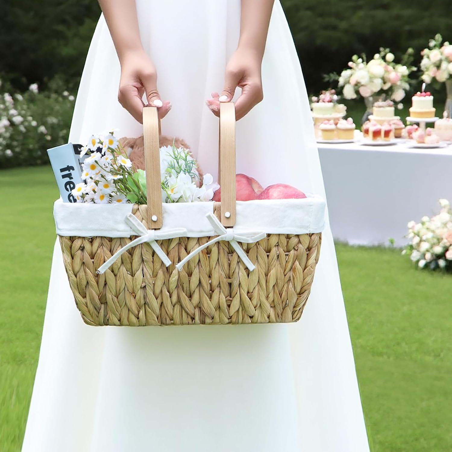 Cesta de Picnic GYASVWU de Jacinto de Agua 38x25x18cm