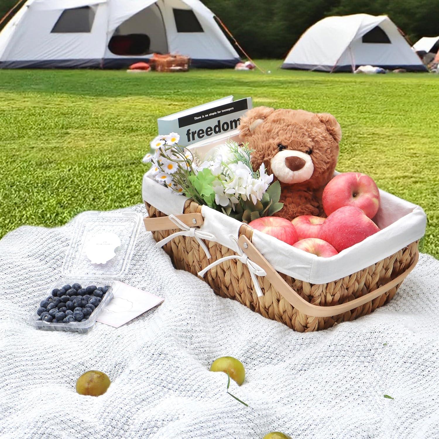 Cesta de Picnic GYASVWU de Jacinto de Agua 38x25x18cm