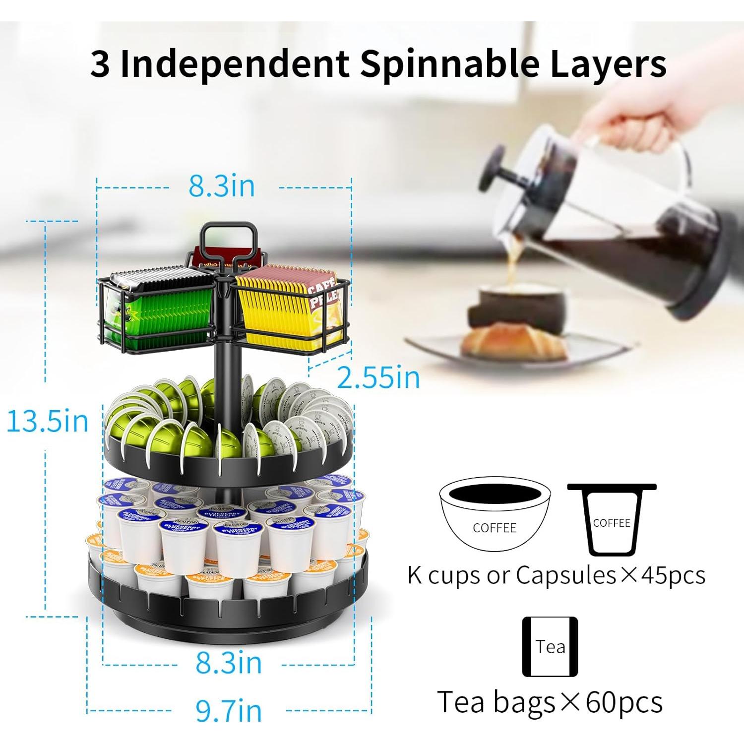 Soporte Giratorio RCHYFEED para 45 K Cups y 60 Bolsas de Té