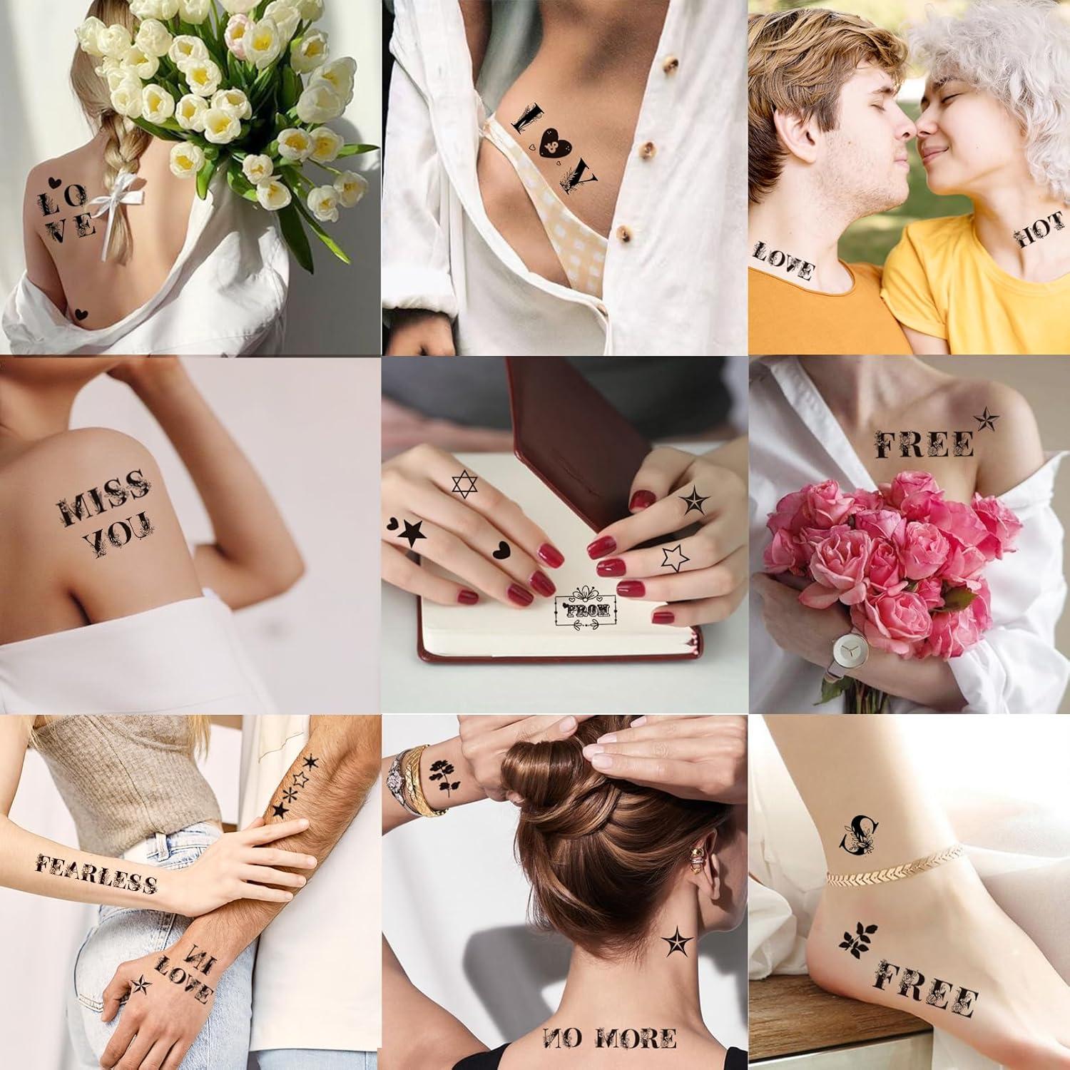 Tatuajes Temporales de Letras Casciybo - 12 Diseños a Prueba de Agua