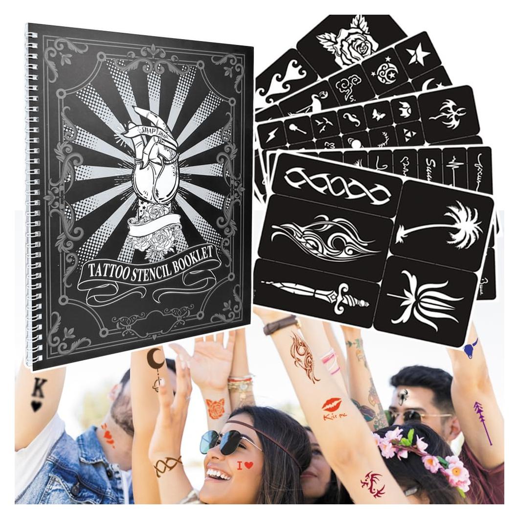 Kit de 20 Hojas Plantillas Tatuajes Temporales Tiebeauty