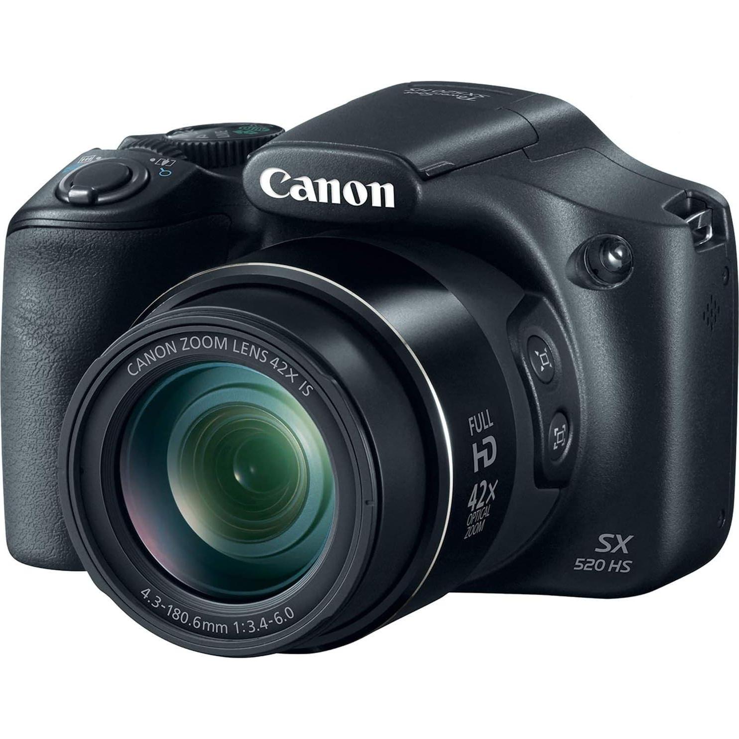 Canon PowerShot SX520 16Digital Camera with 42x Optical Image Stabilized Zoom with 3-Inch LCD (Black), 7.00in. x 6.30in. x 5.20in. (Renewed)