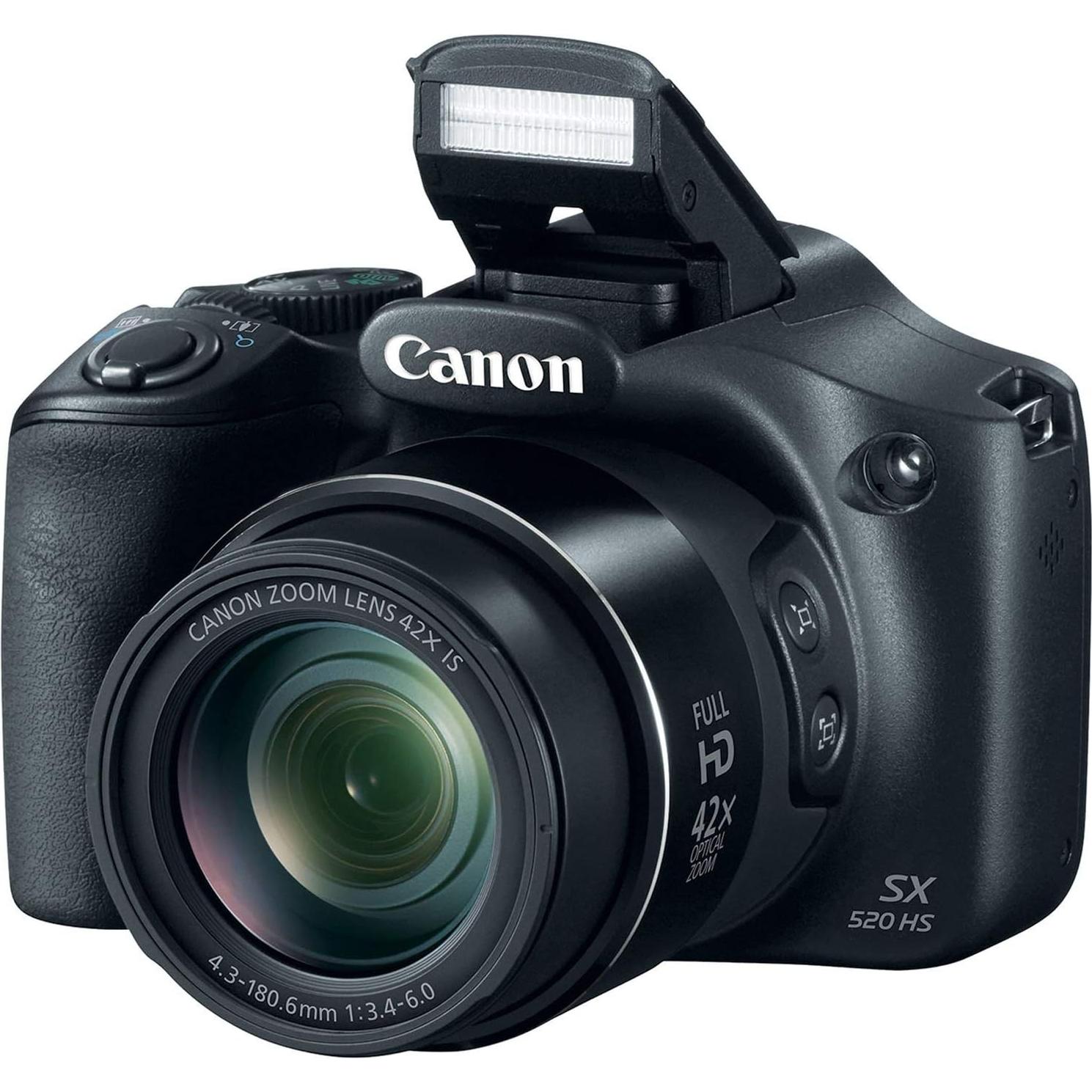 Canon PowerShot SX520 16Digital Camera with 42x Optical Image Stabilized Zoom with 3-Inch LCD (Black), 7.00in. x 6.30in. x 5.20in. (Renewed)