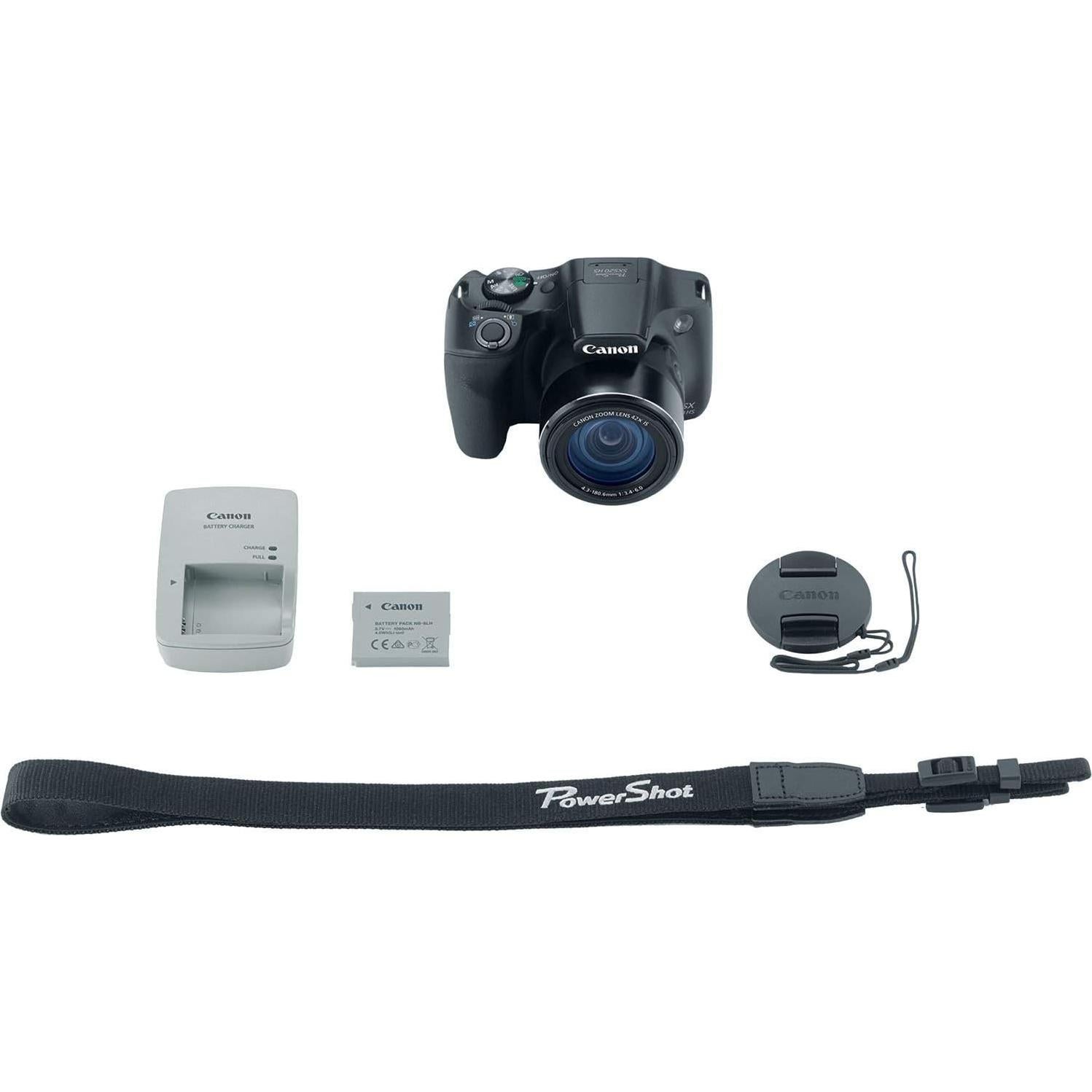 Canon PowerShot SX520 16Digital Camera with 42x Optical Image Stabilized Zoom with 3-Inch LCD (Black), 7.00in. x 6.30in. x 5.20in. (Renewed)