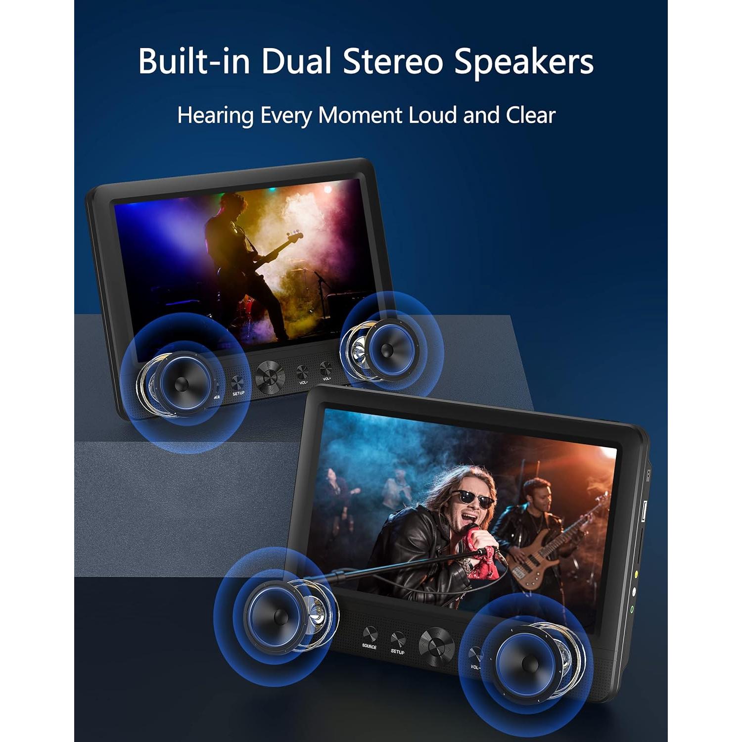 Reproductor DVD Doble Portátil WONNIE 10.5" para Auto