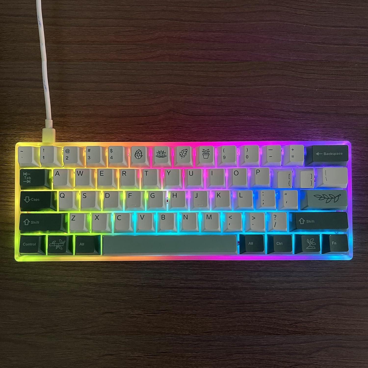 Teclado Mecánico 61 Teclas PBT Guffercty Kred Botánico