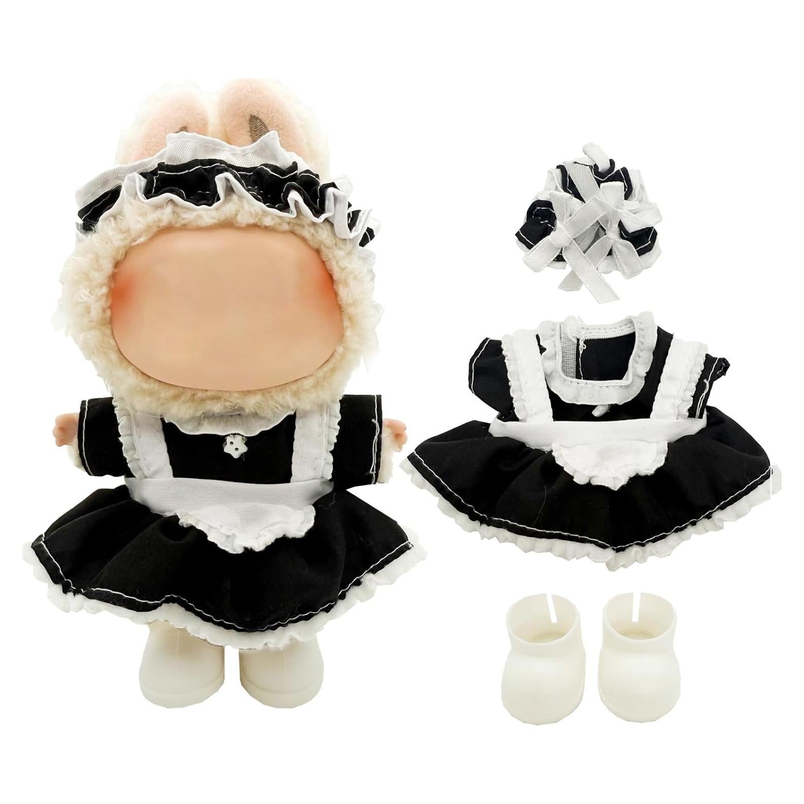 Conjunto de Ropa Premium para Muñeca Labubu 17 cm - Sirvienta Negra