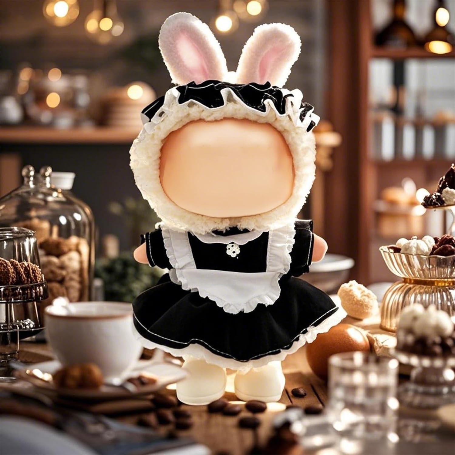 Conjunto de Ropa Premium para Muñeca Labubu 17 cm - Sirvienta Negra