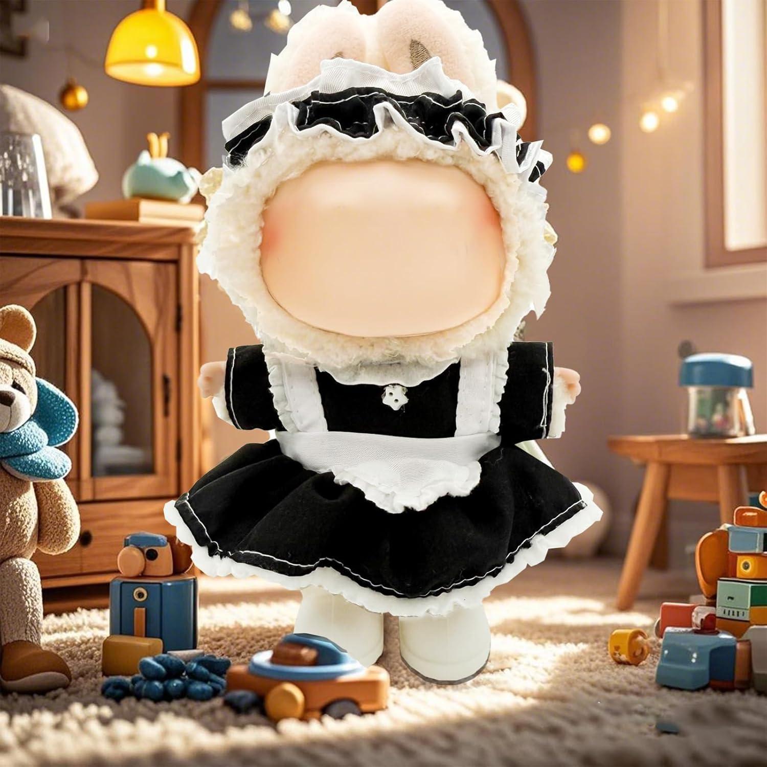 Conjunto de Ropa Premium para Muñeca Labubu 17 cm - Sirvienta Negra