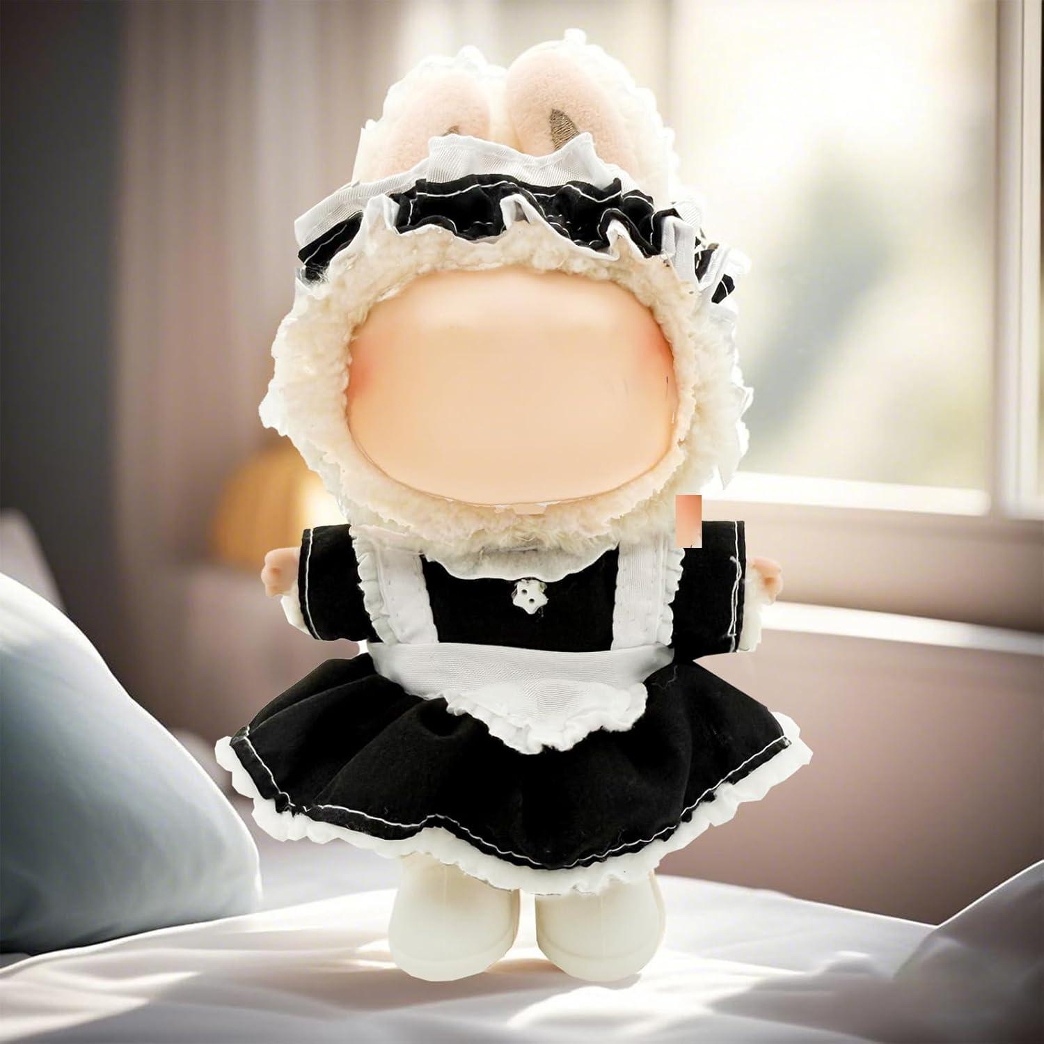 Conjunto de Ropa Premium para Muñeca Labubu 17 cm - Sirvienta Negra