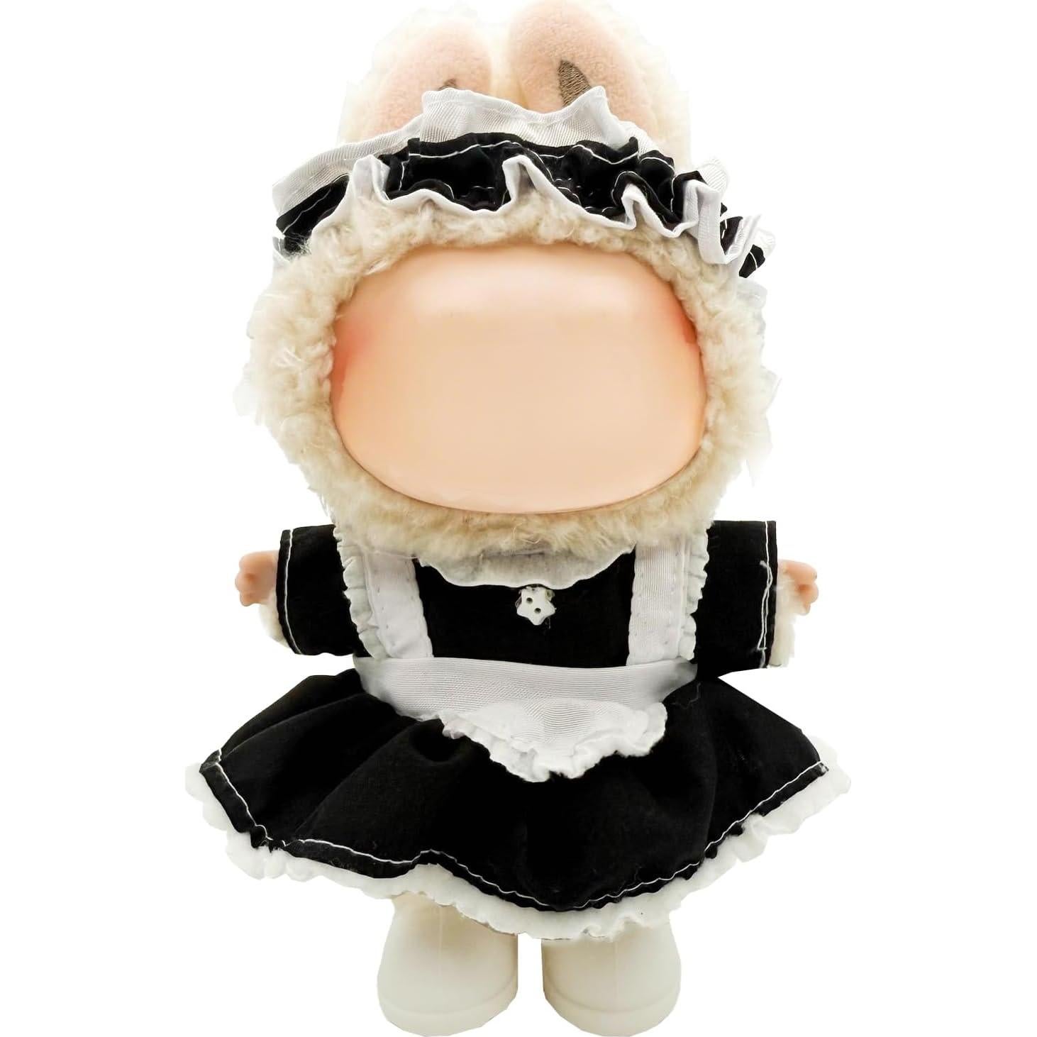 Conjunto de Ropa Premium para Muñeca Labubu 17 cm - Sirvienta Negra