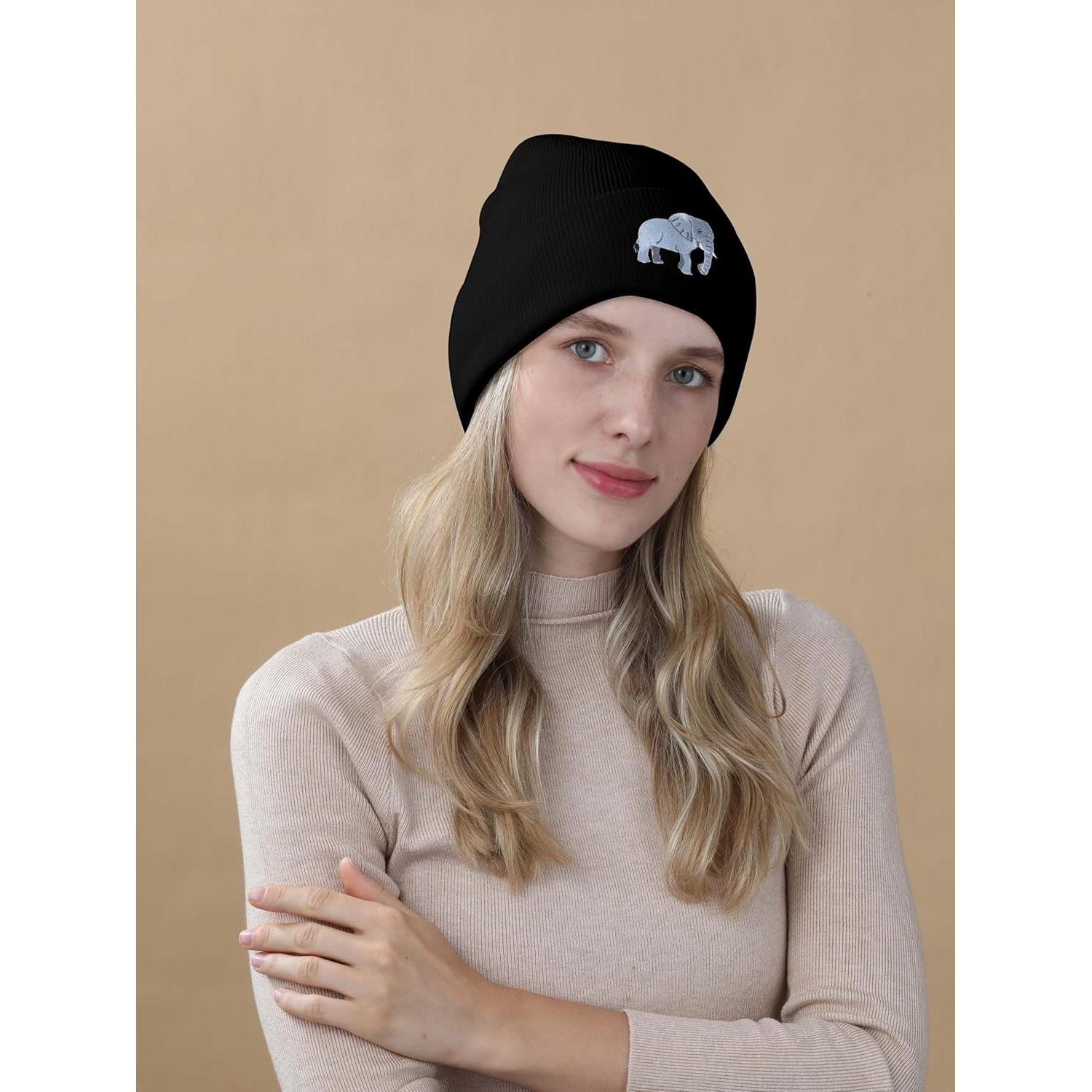 Gorro Beanie de Elefante Bordado para Mujeres - Regalo Inspirador