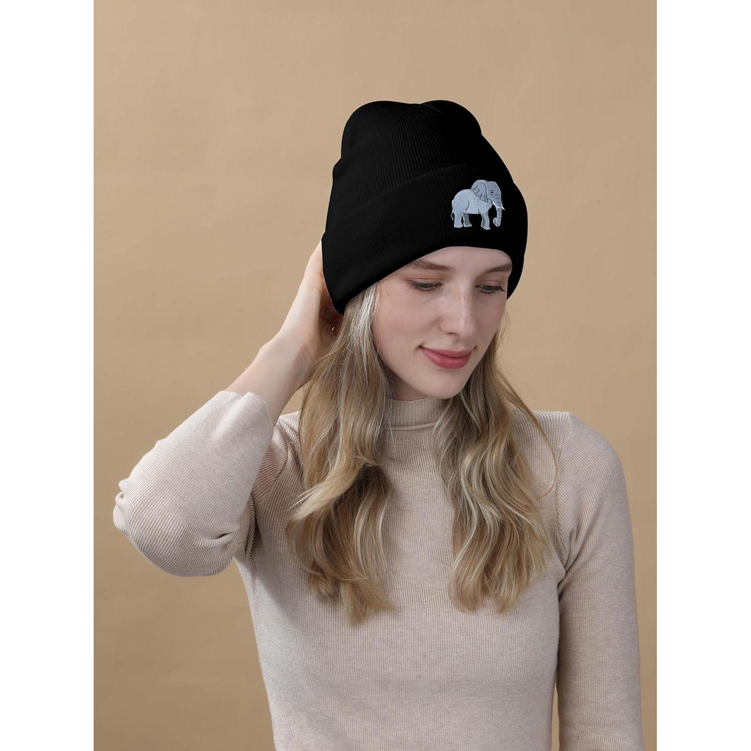 Gorro Beanie de Elefante Bordado para Mujeres - Regalo Inspirador