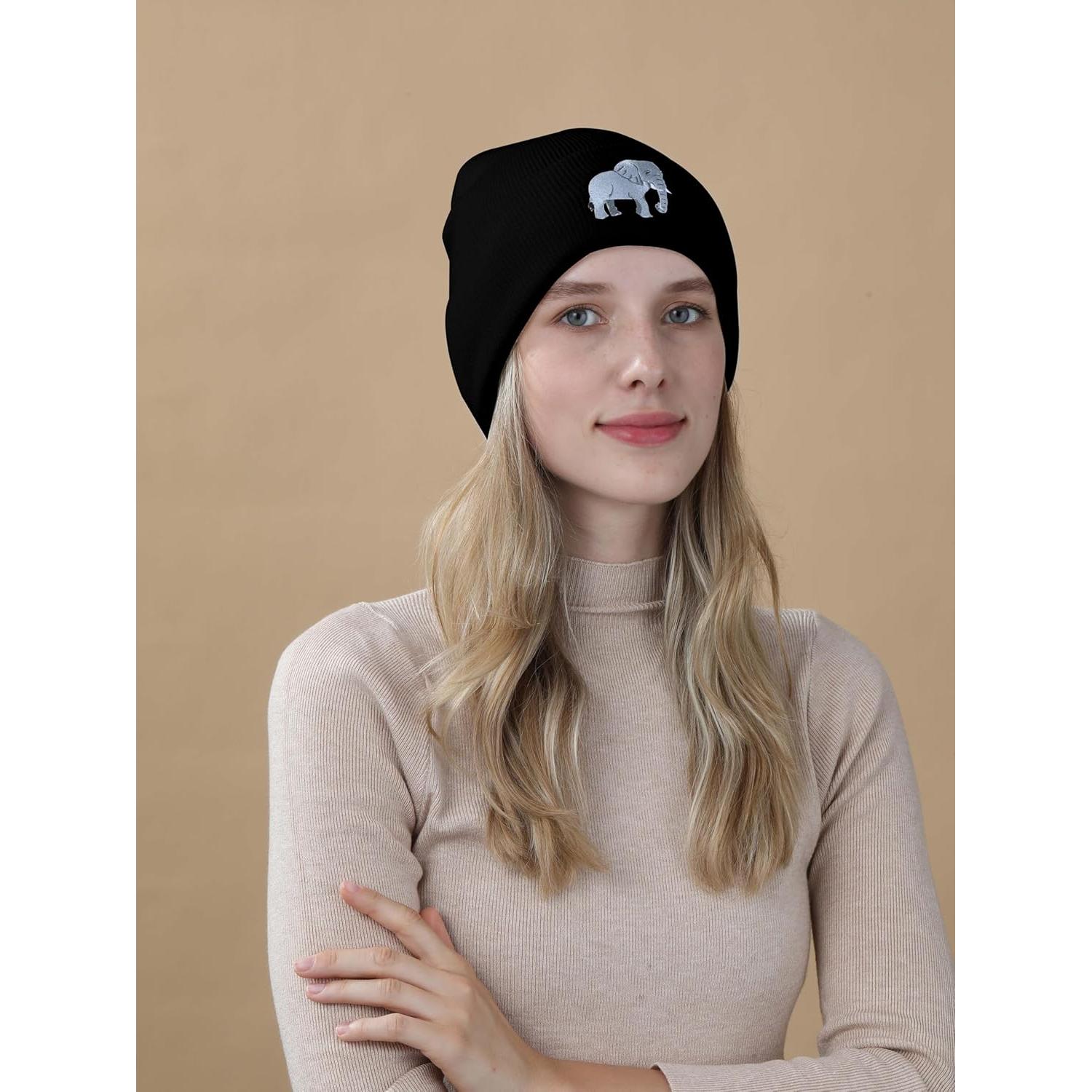 Gorro Beanie de Elefante Bordado para Mujeres - Regalo Inspirador