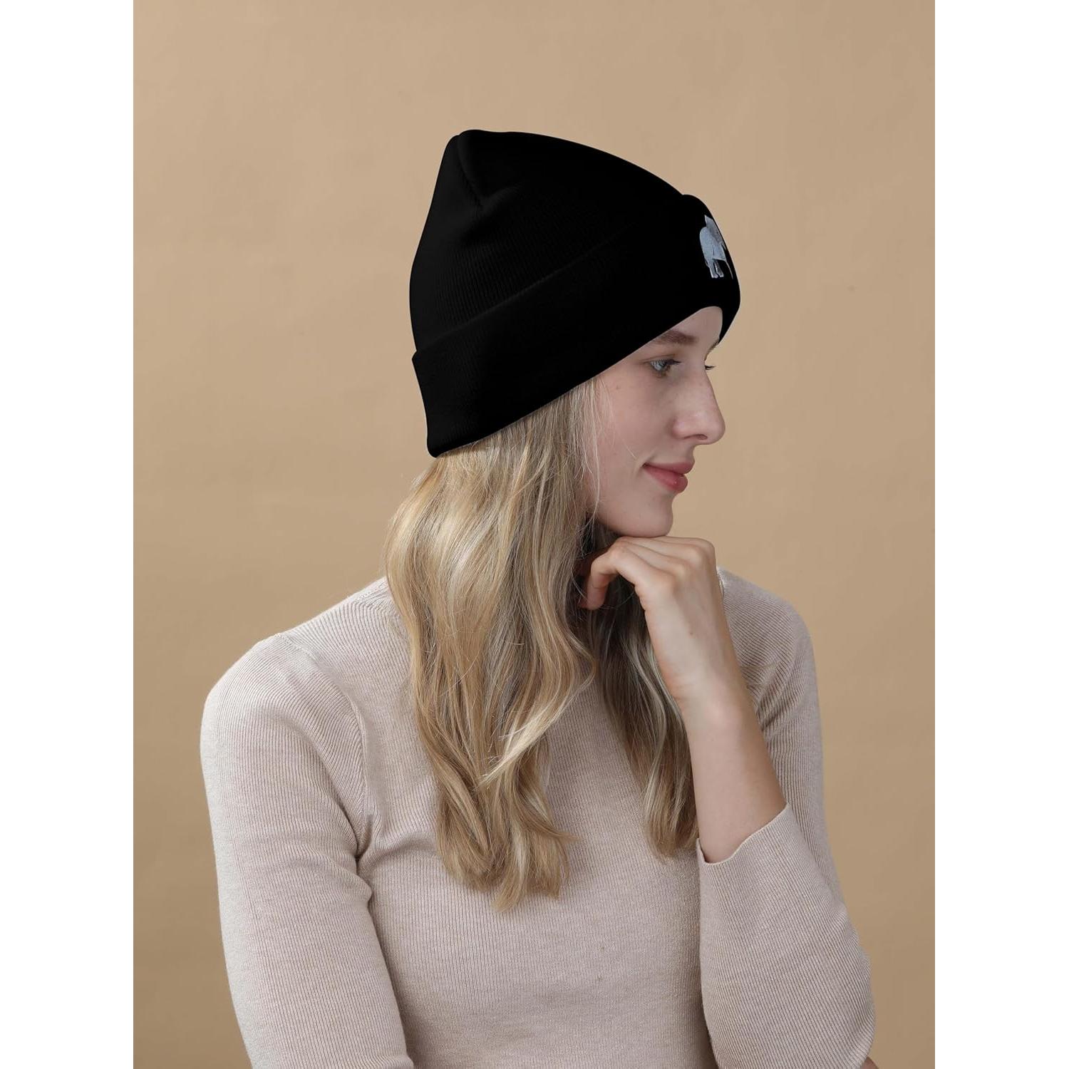 Gorro Beanie de Elefante Bordado para Mujeres - Regalo Inspirador