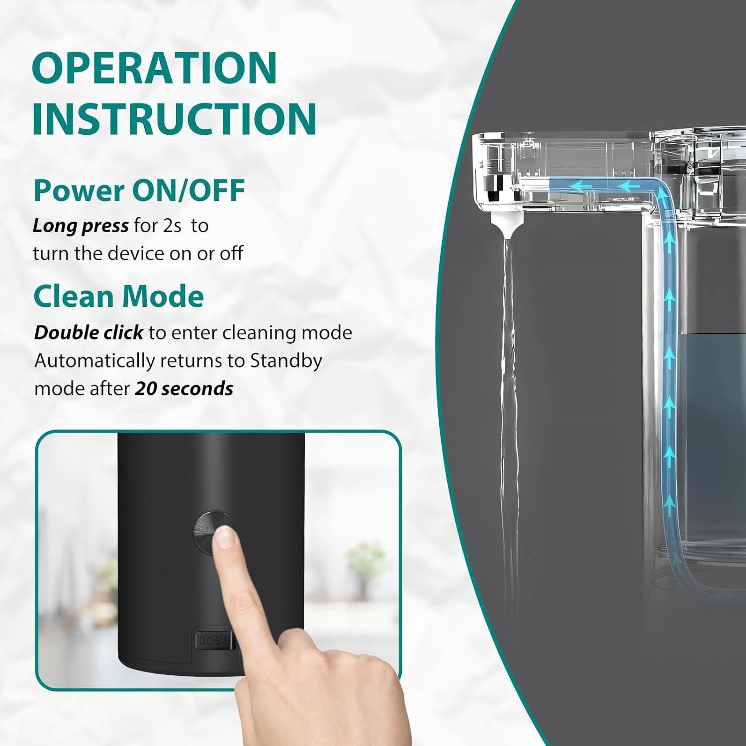 Dispensador Automático de Jabón Mamiddle Negro IPX5 USB-C