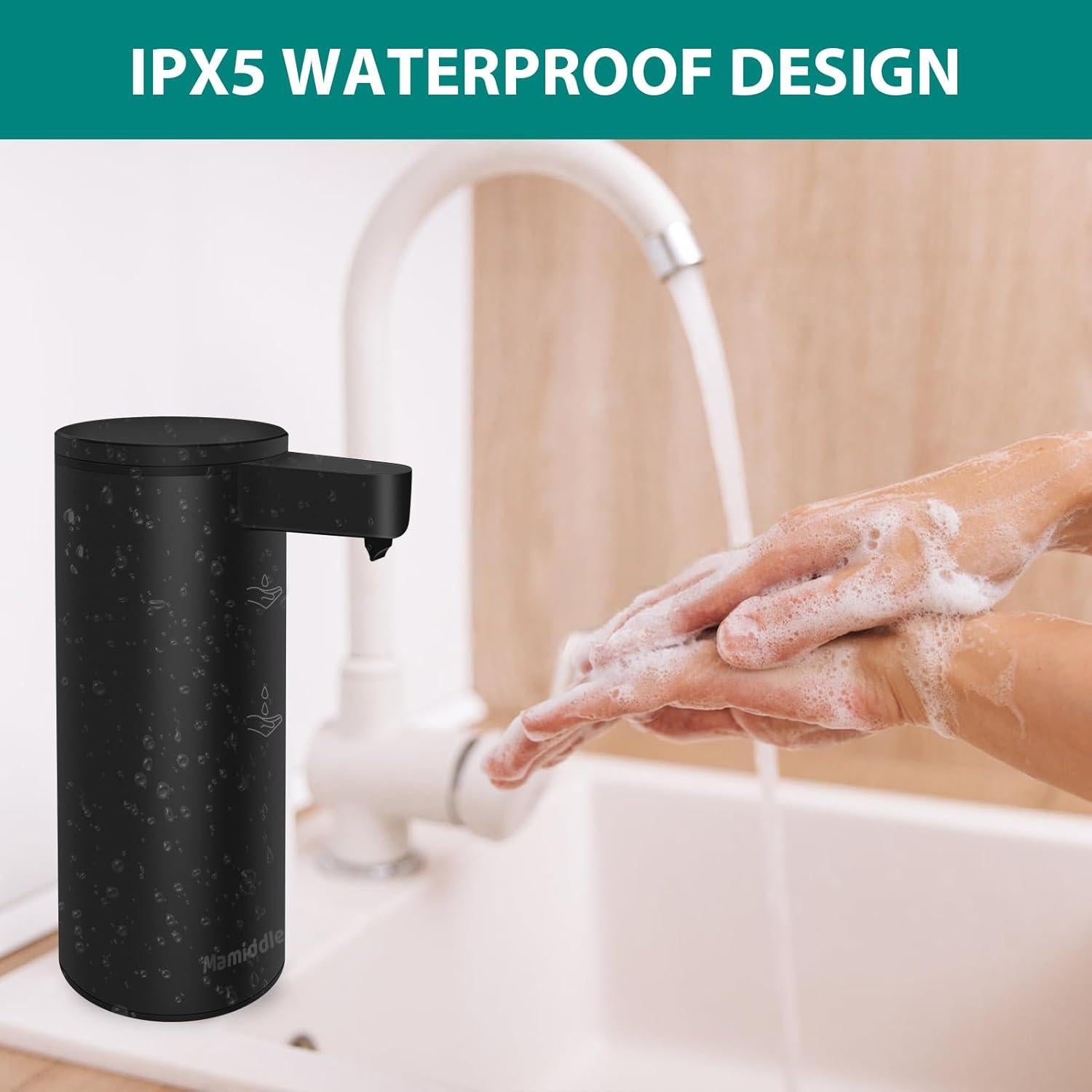 Dispensador Automático de Jabón Mamiddle Negro IPX5 USB-C