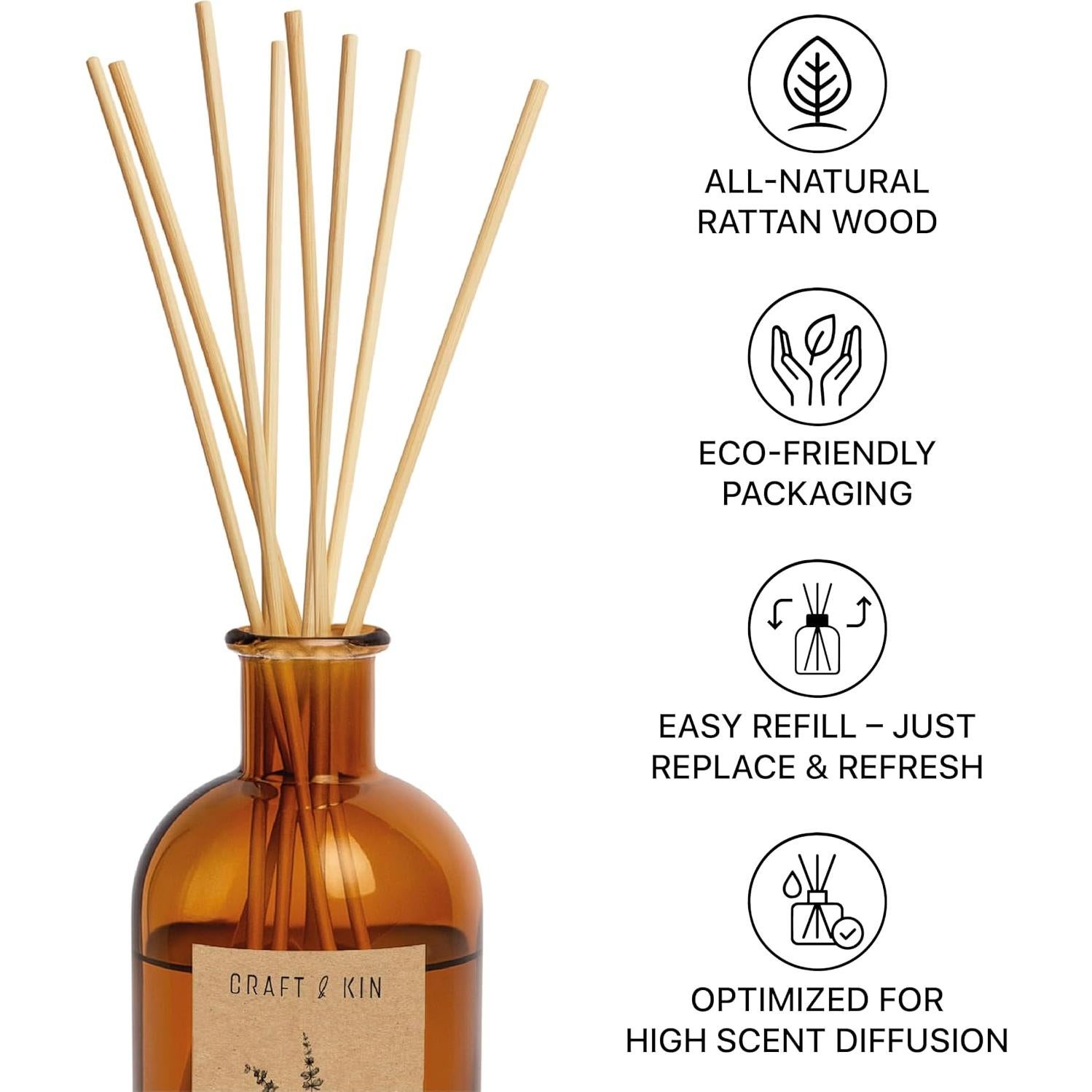 Palitos Difusores de Ratan Craft & Kin - Paquete de 3