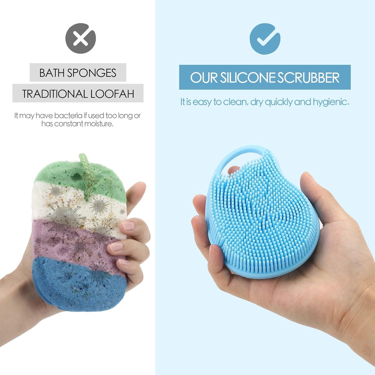 Exfoliador de Cuerpo y Cabello Ohlove 2 en 1 Silicona Azul