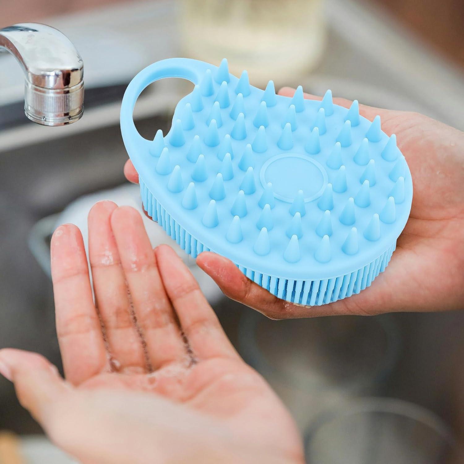 Exfoliador de Cuerpo y Cabello Ohlove 2 en 1 Silicona Azul