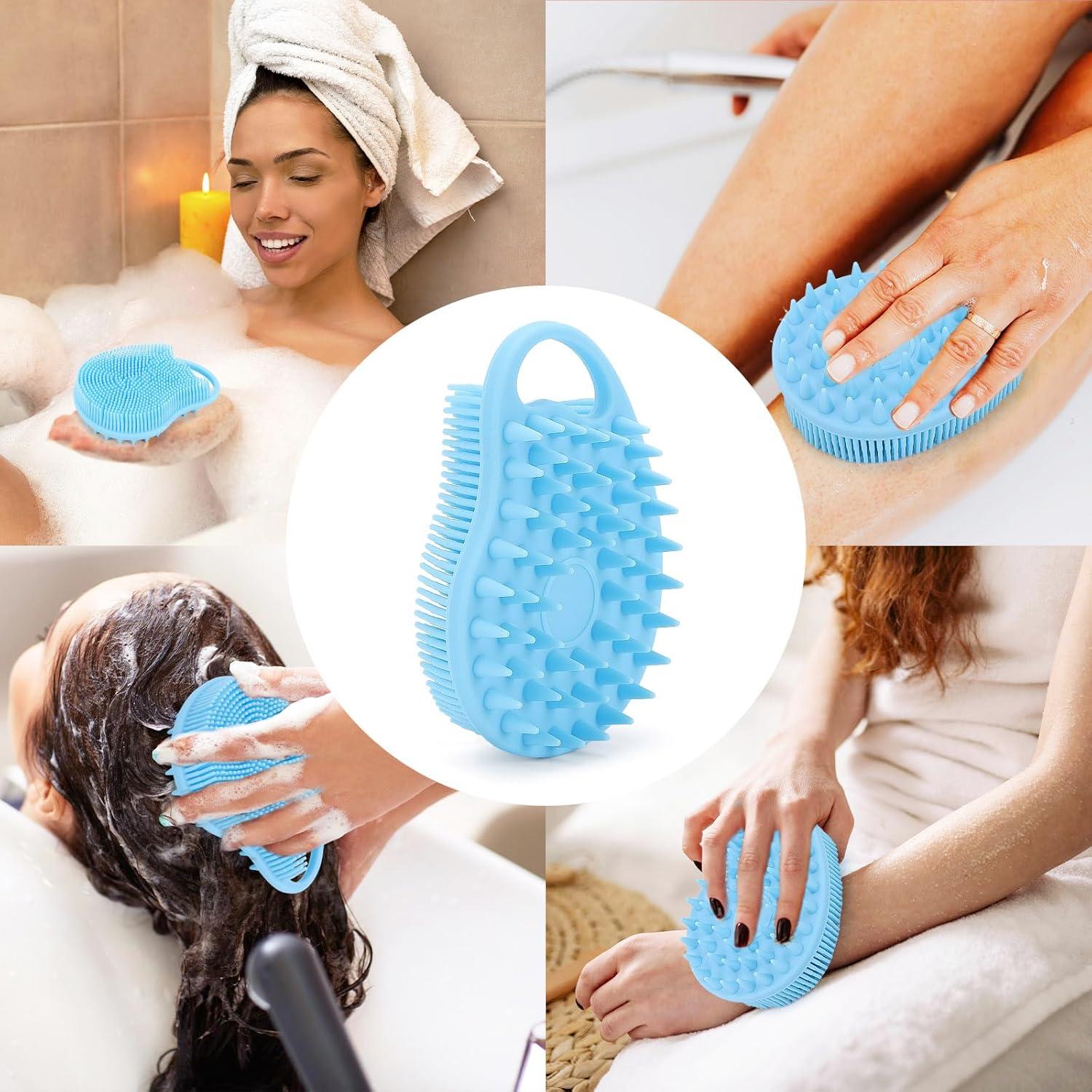 Exfoliador de Cuerpo y Cabello Ohlove 2 en 1 Silicona Azul