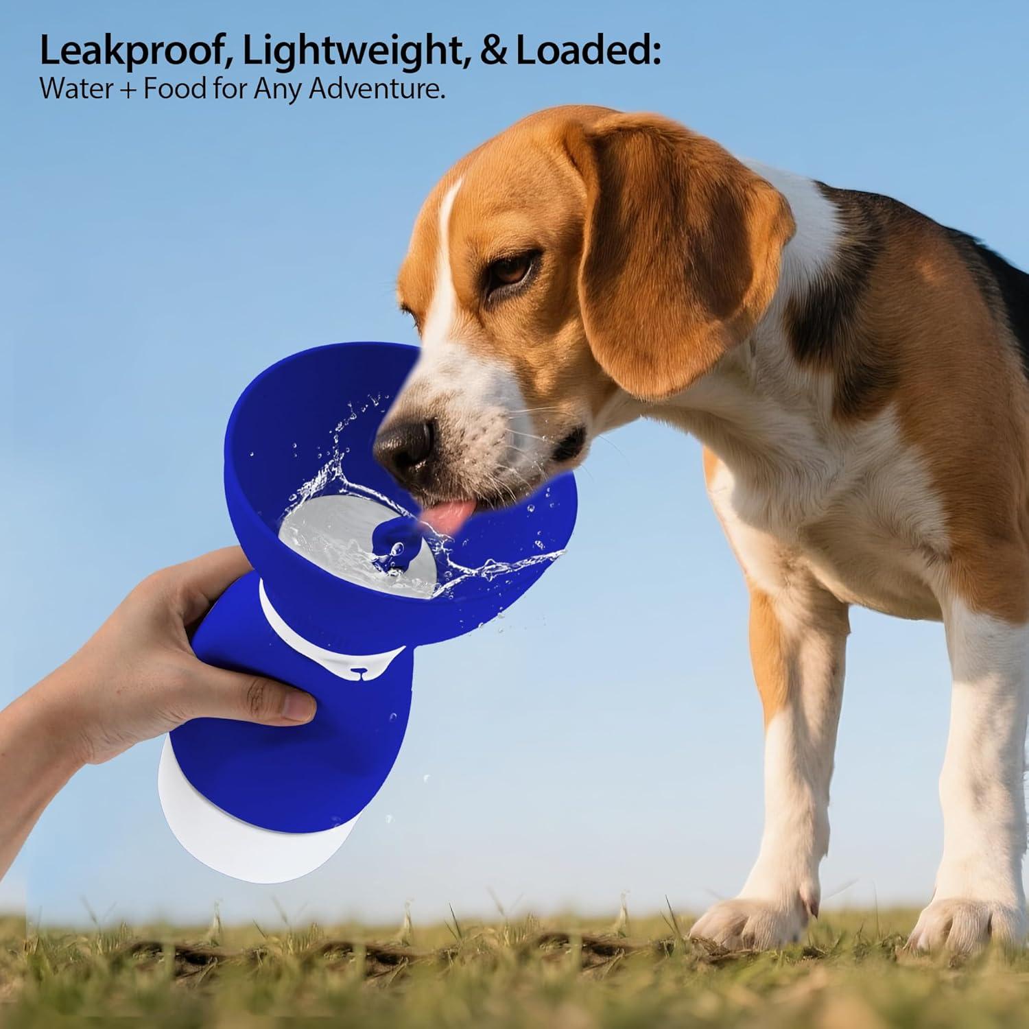 Botella de Agua Portátil PawSailor 600 ml + Tazón 260 ml Azul