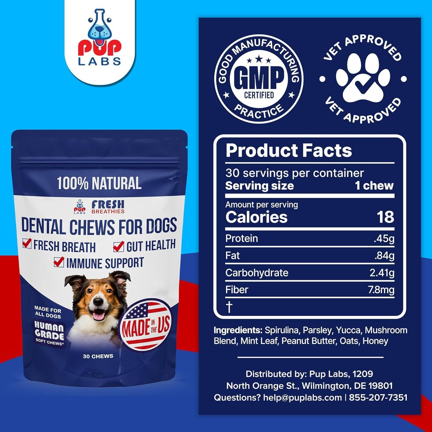 Golosinas Dentales Naturales para Perros Pup Labs 30 Unidades