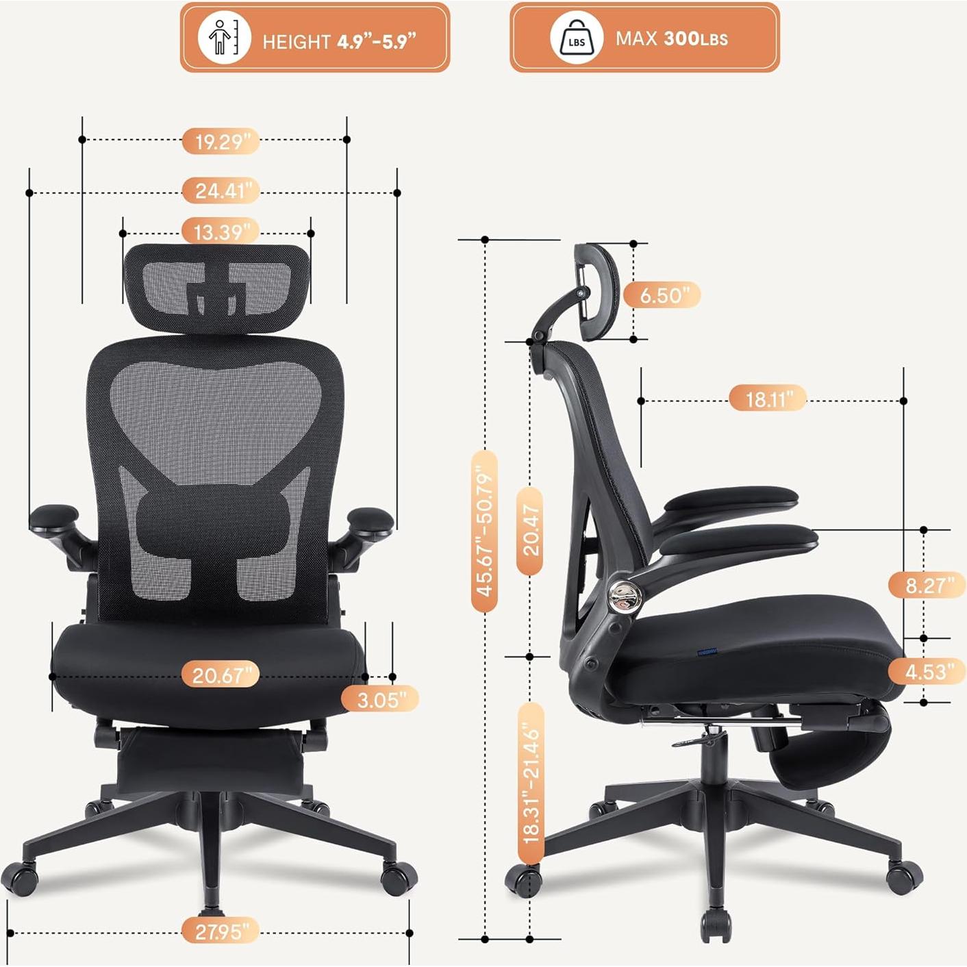 Silla de Oficina Ergonómica FLEXISPOT Foldex Plegable Negra