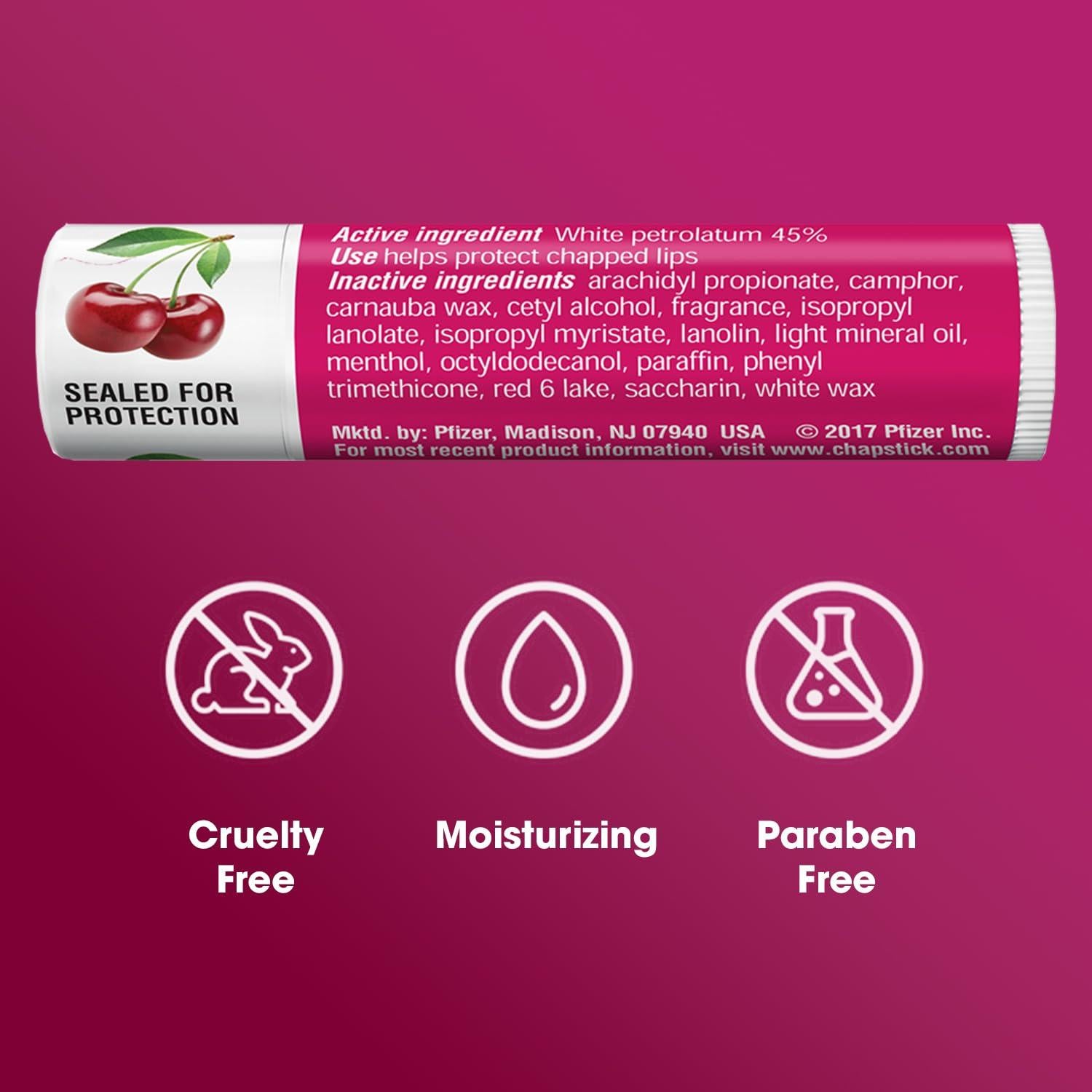 Bálsamo Labial ChapStick Cereza 24 Paquetes Hidratante 4g