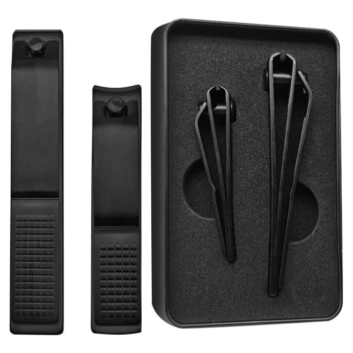 Juego de Cortauñas OHOO Negro 2 Piezas con Estuche