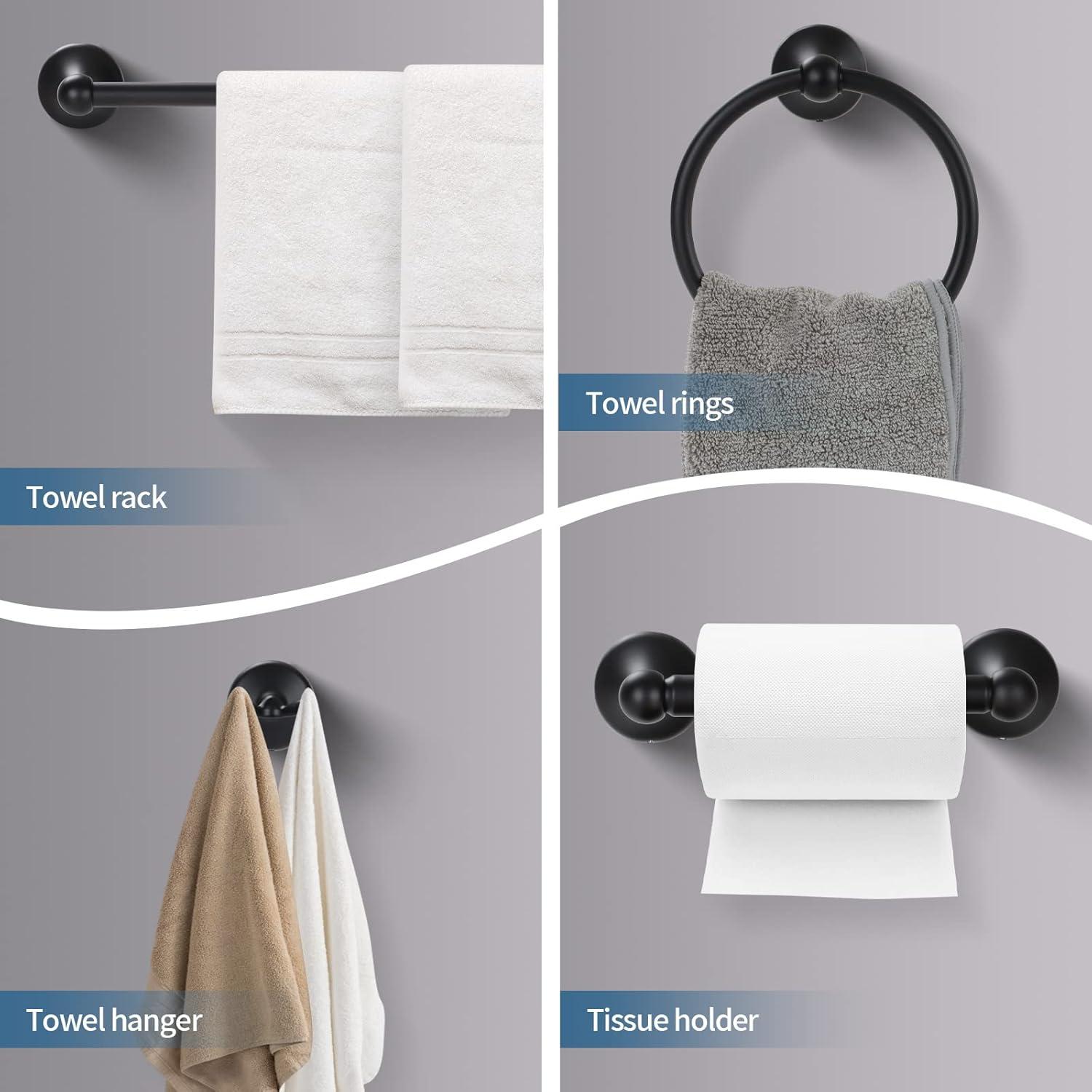 Juego de Accesorios de Baño XINWEI 4 Piezas Negro Mate