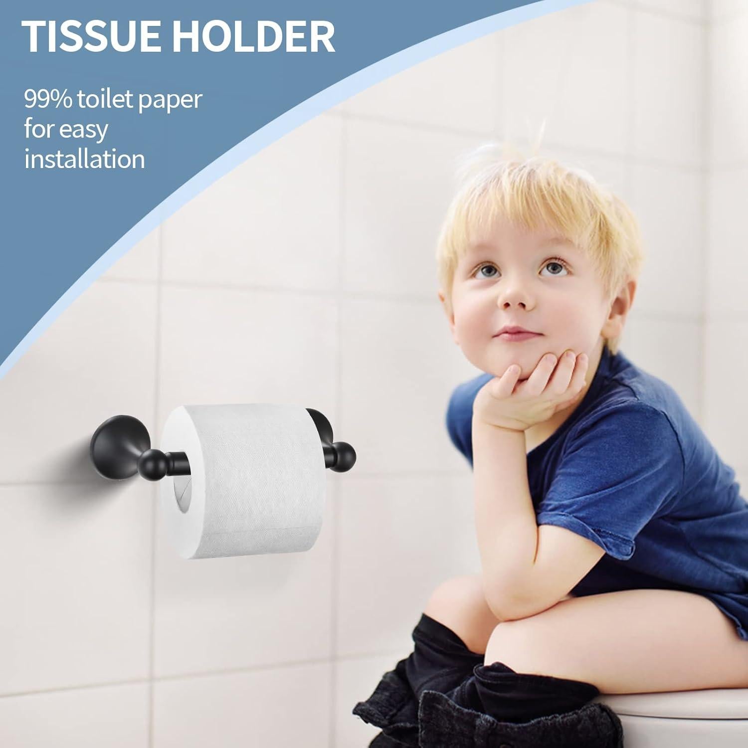 Juego de Accesorios de Baño XINWEI 4 Piezas Negro Mate