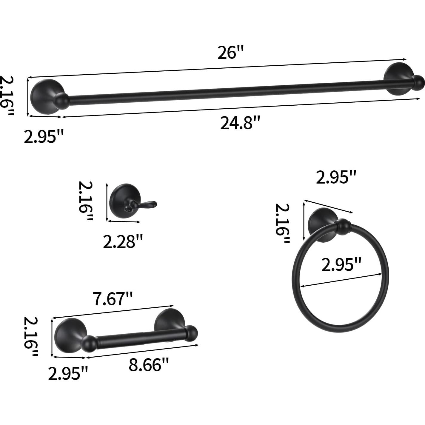 Juego de Accesorios de Baño XINWEI 4 Piezas Negro Mate