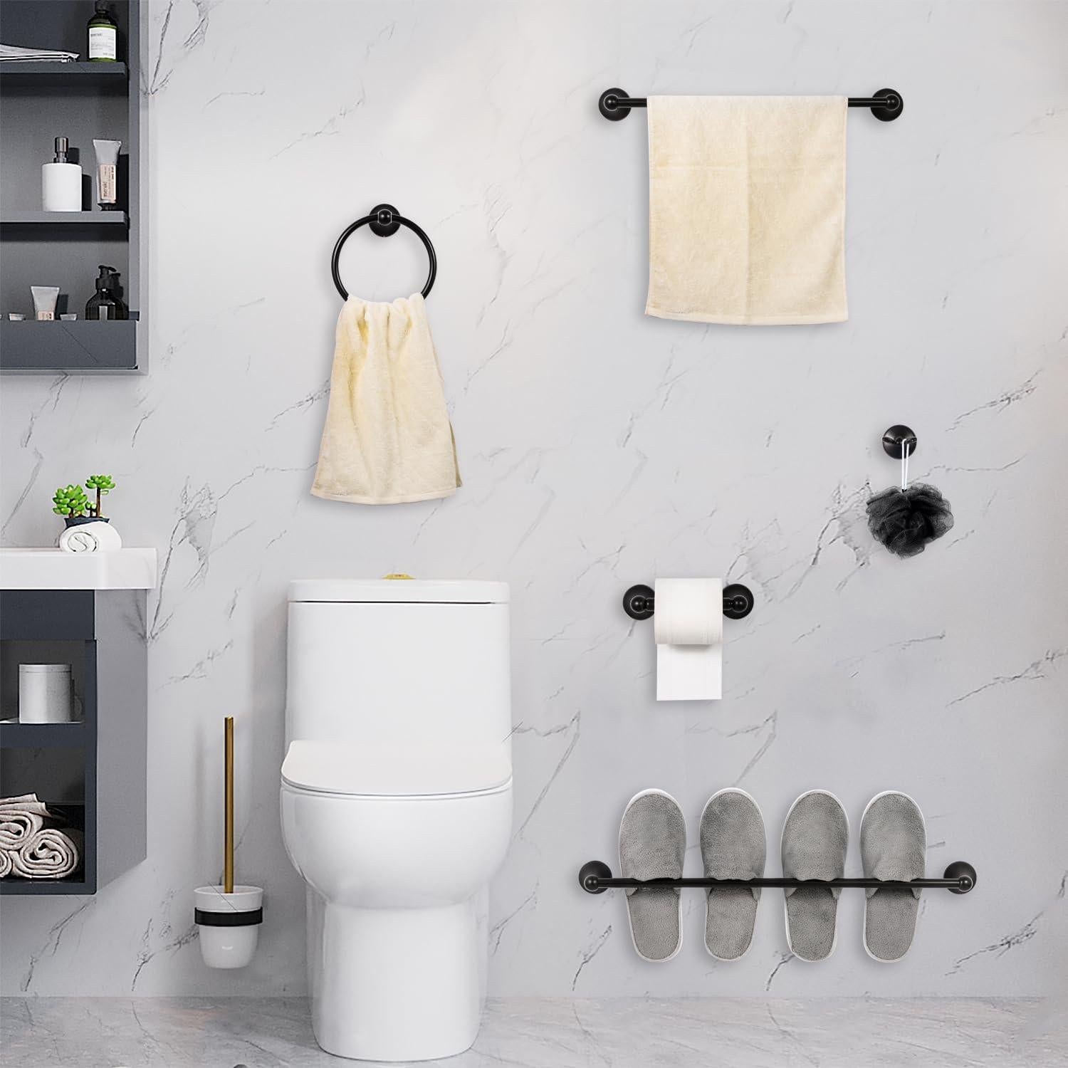 Juego de Accesorios de Baño XINWEI 4 Piezas Negro Mate