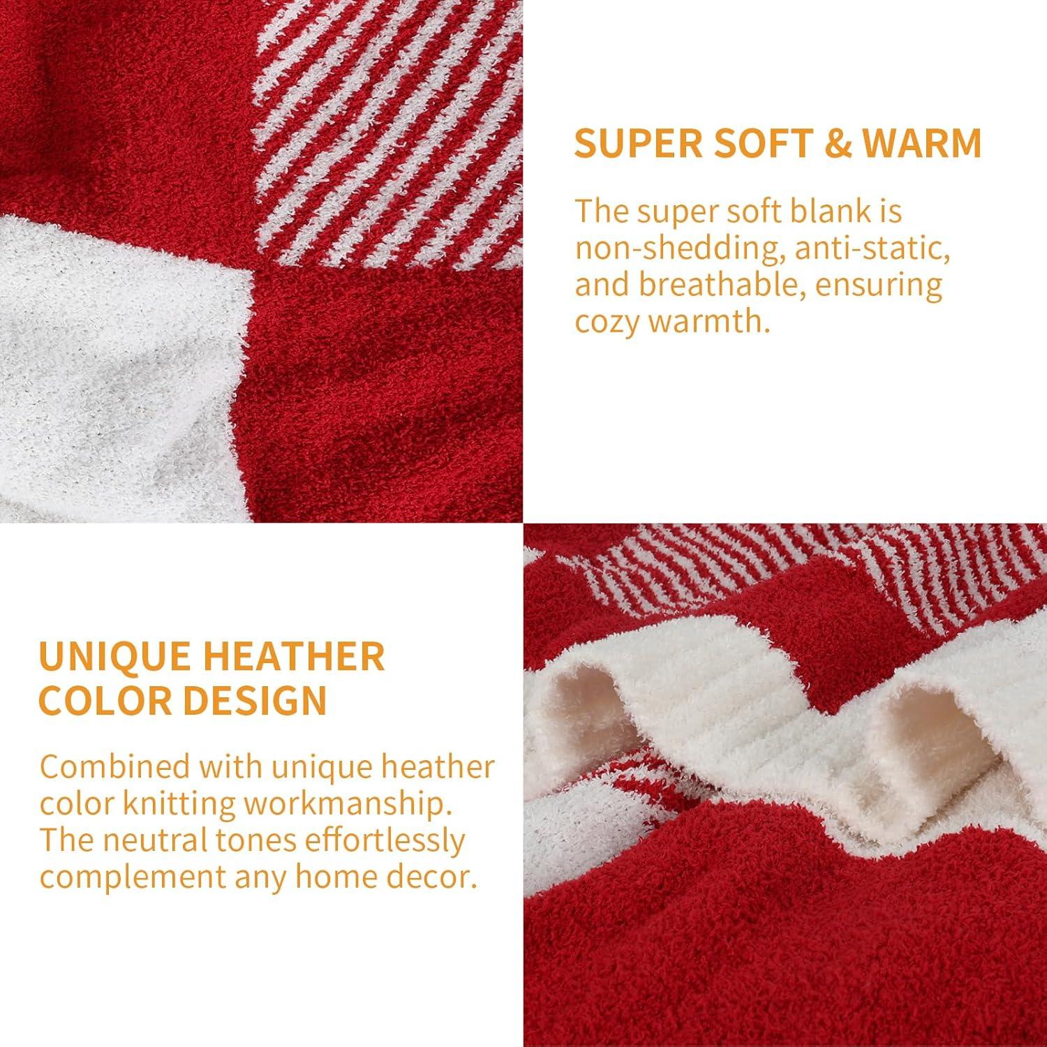 Manta MACEVIA Navidad Rayas Rojas 127x152 cm Suave y Acogedora