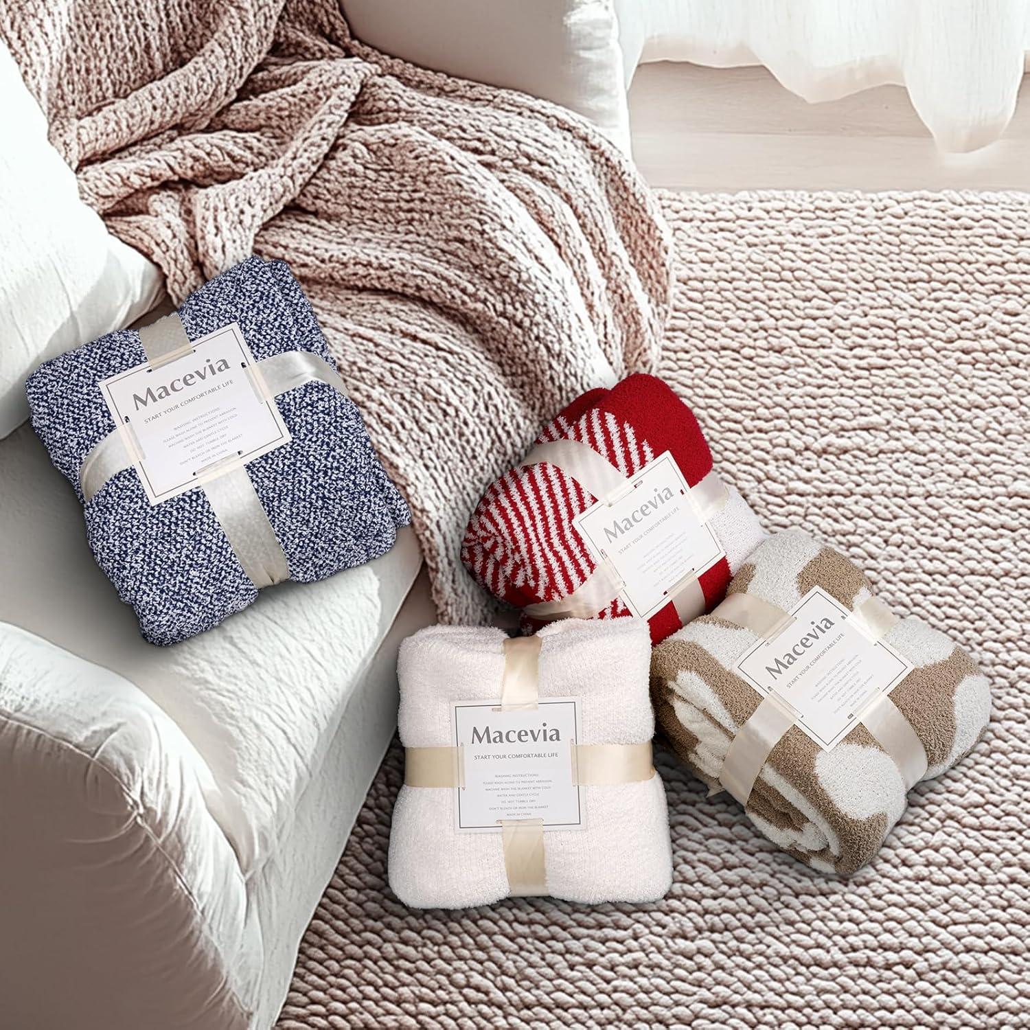 Manta MACEVIA Navidad Rayas Rojas 127x152 cm Suave y Acogedora