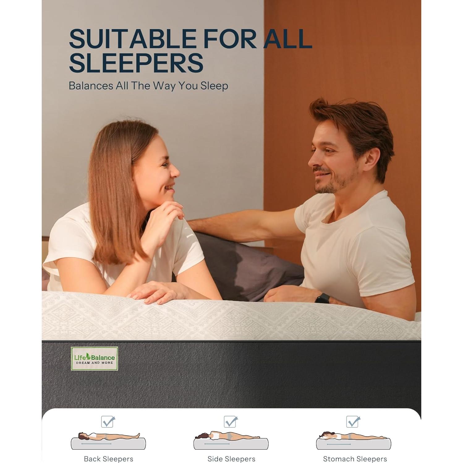 Colchón Twin Life Balance 8" Espuma con Memoria Certificado