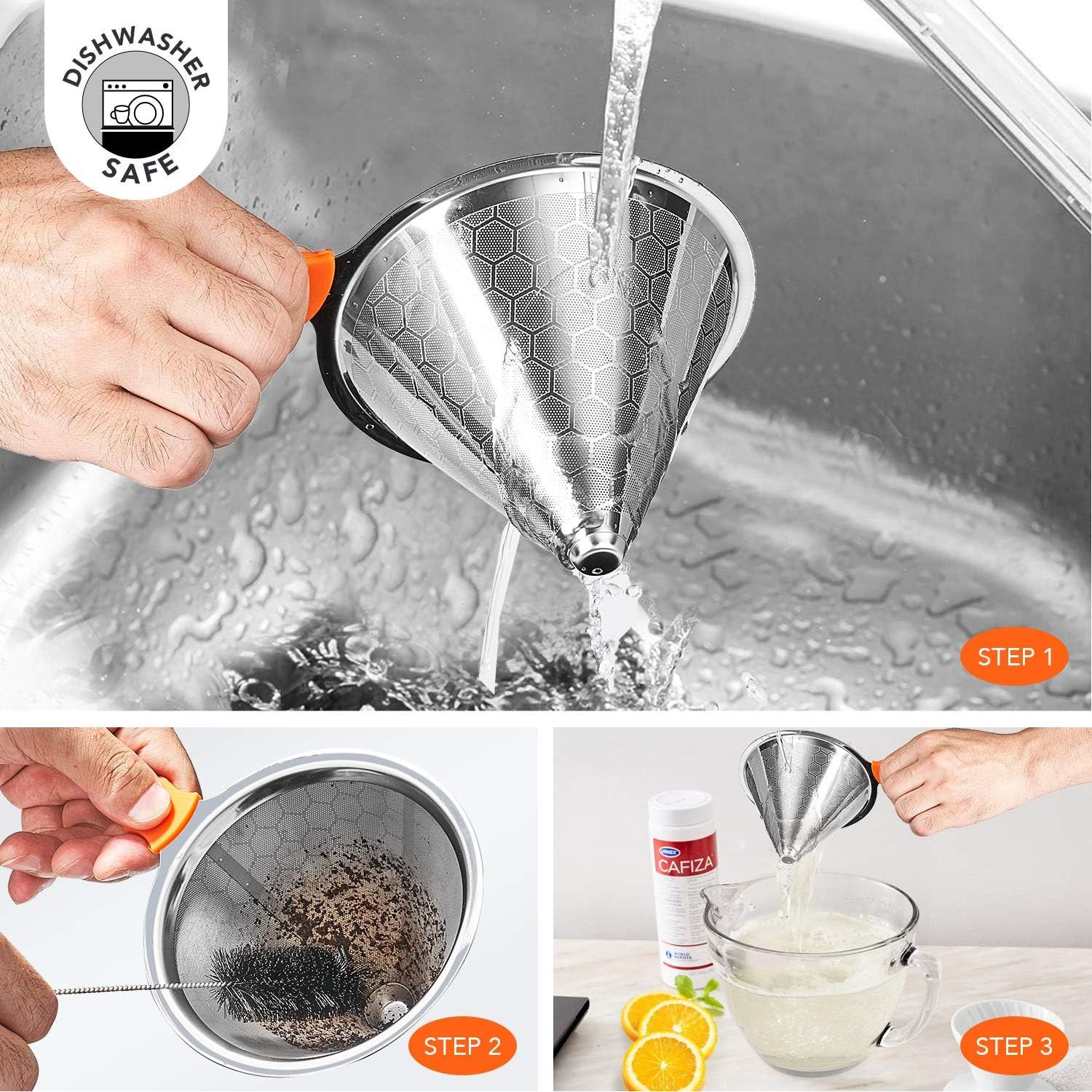 Filtro de café reutilizable E-PRANCE acero inoxidable 1-4 tazas