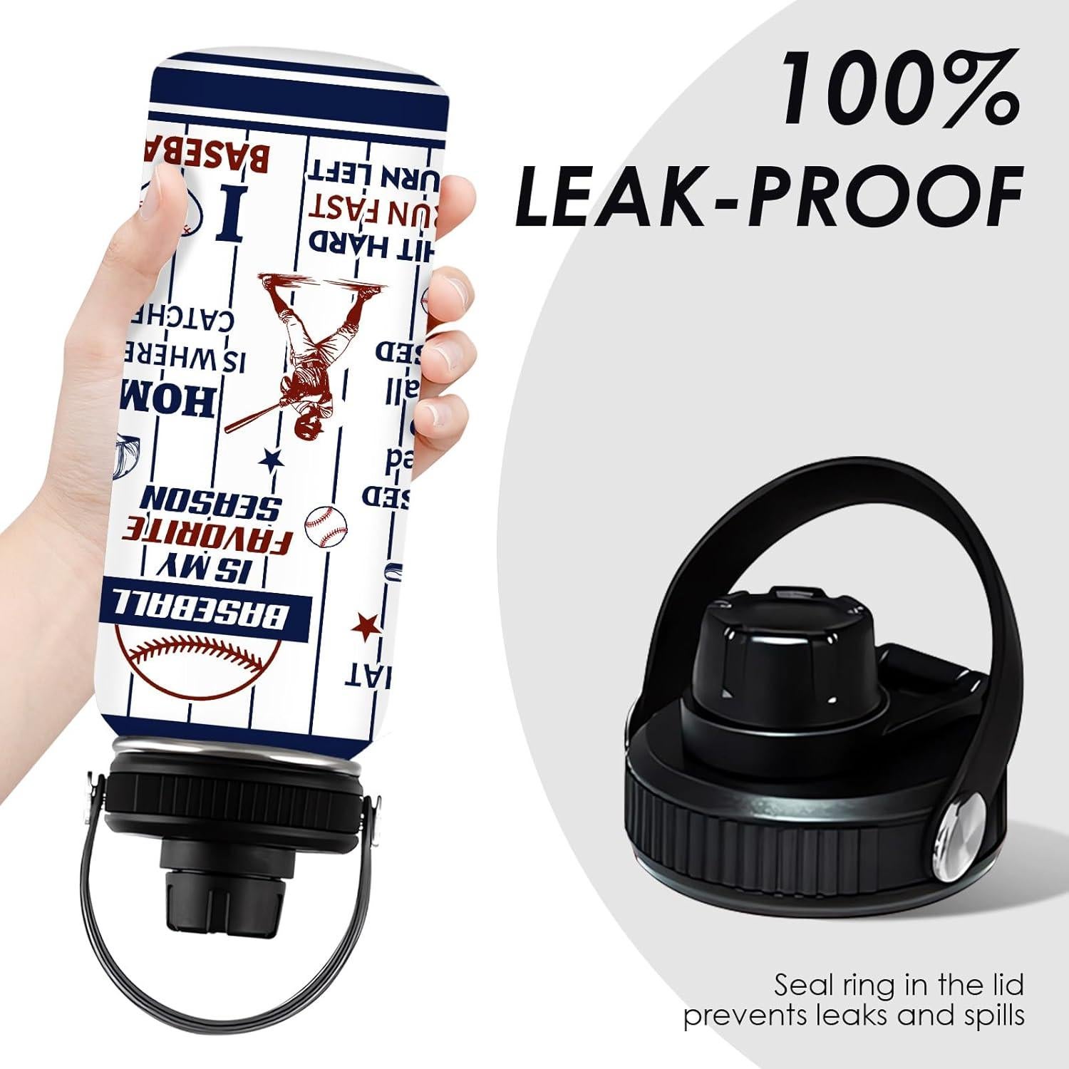 Botella de Agua Aislada WWHSAI 32oz para Béisbol - Acero Inoxidable