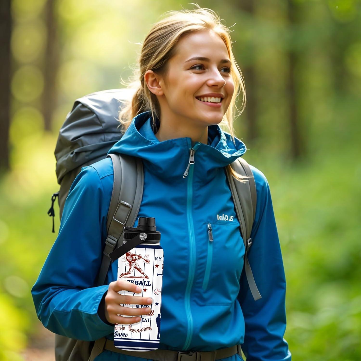 Botella de Agua Aislada WWHSAI 32oz para Béisbol - Acero Inoxidable