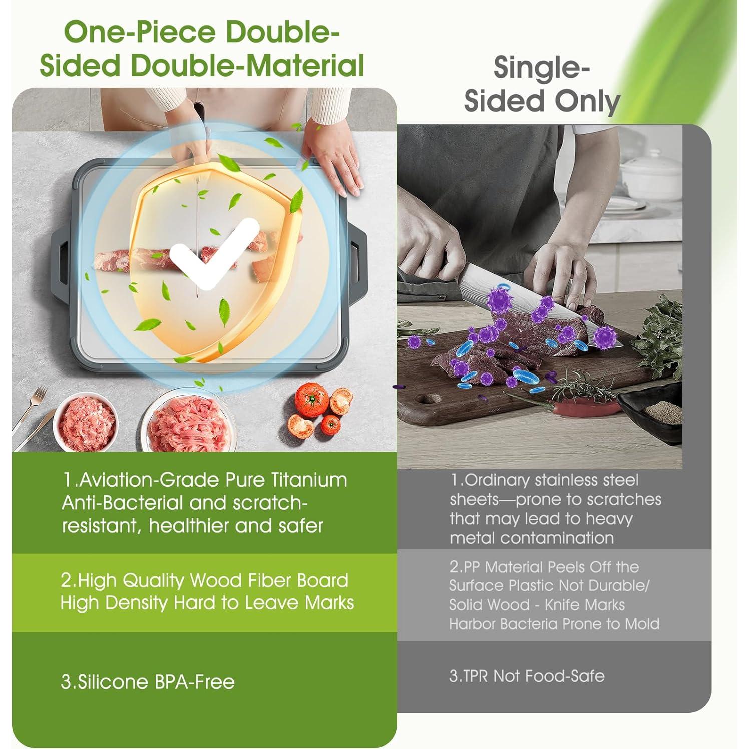 Tabla de Cortar Doble Cara Titanio GUANCI 40.64x27.94 cm