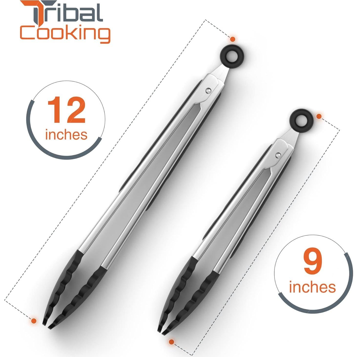 Pinzas de Cocina Tribal de Acero Inoxidable 22.86 y 30.48 cm