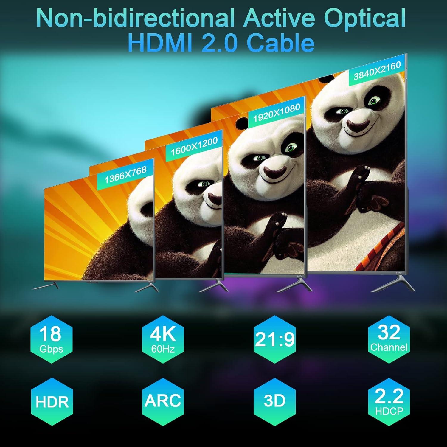 Cable HDMI VCOM 10m 4K 60Hz desmontable 2.0 alta velocidad