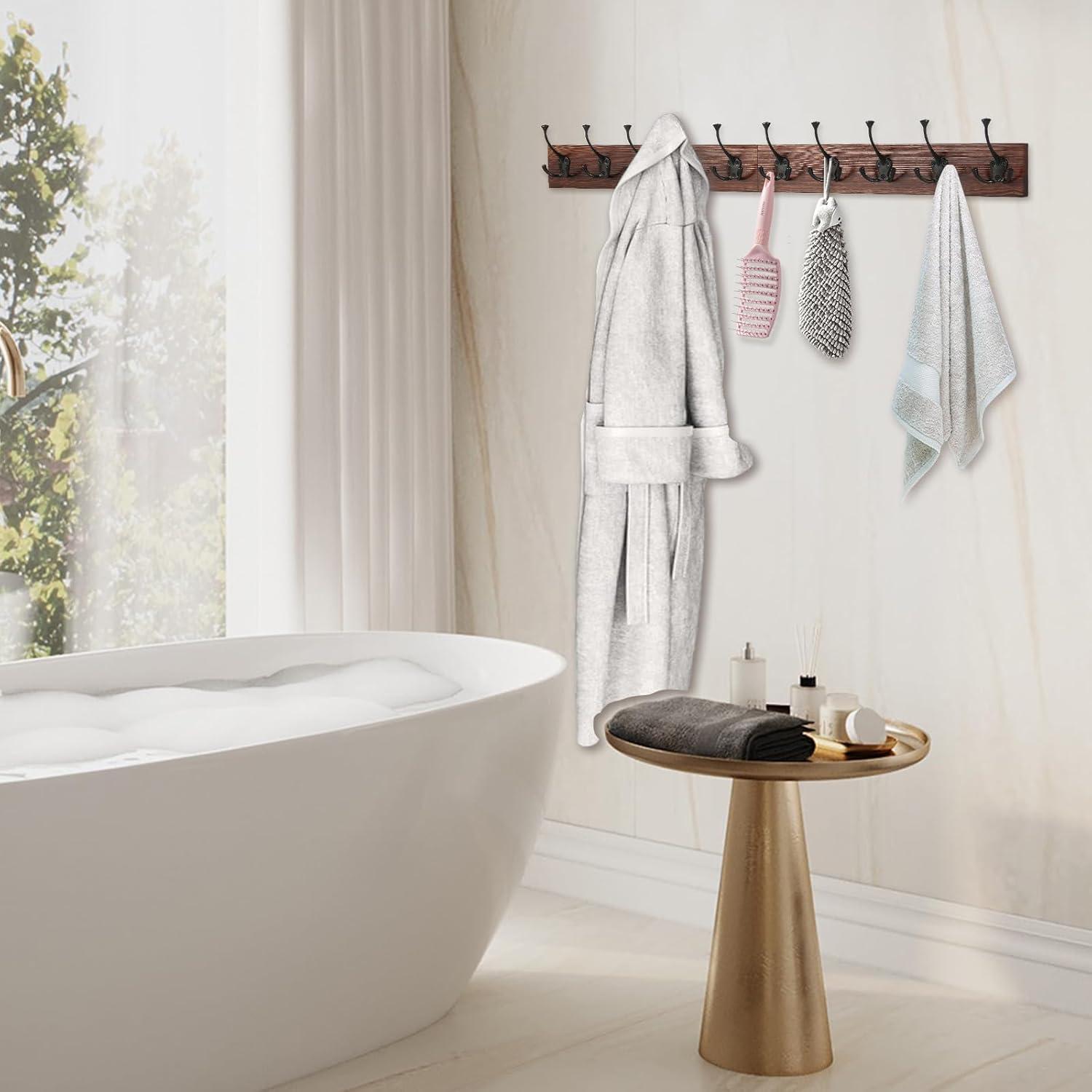 Perchero de Pared IBosins 86 cm con 10 Ganchos de Madera