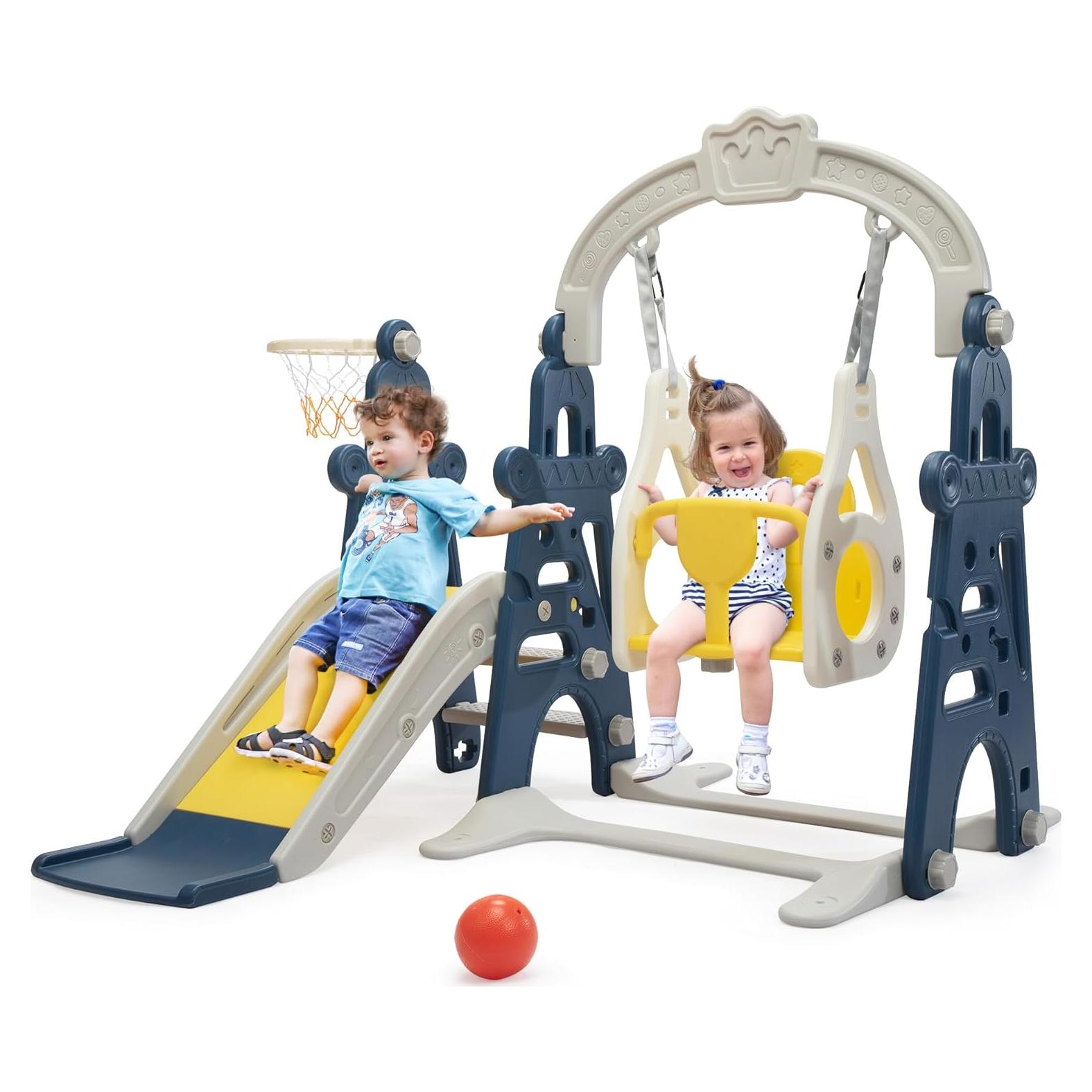 Tobogán 3-en-1 Nyeekoy para Niños 1-8 Años con Columpio