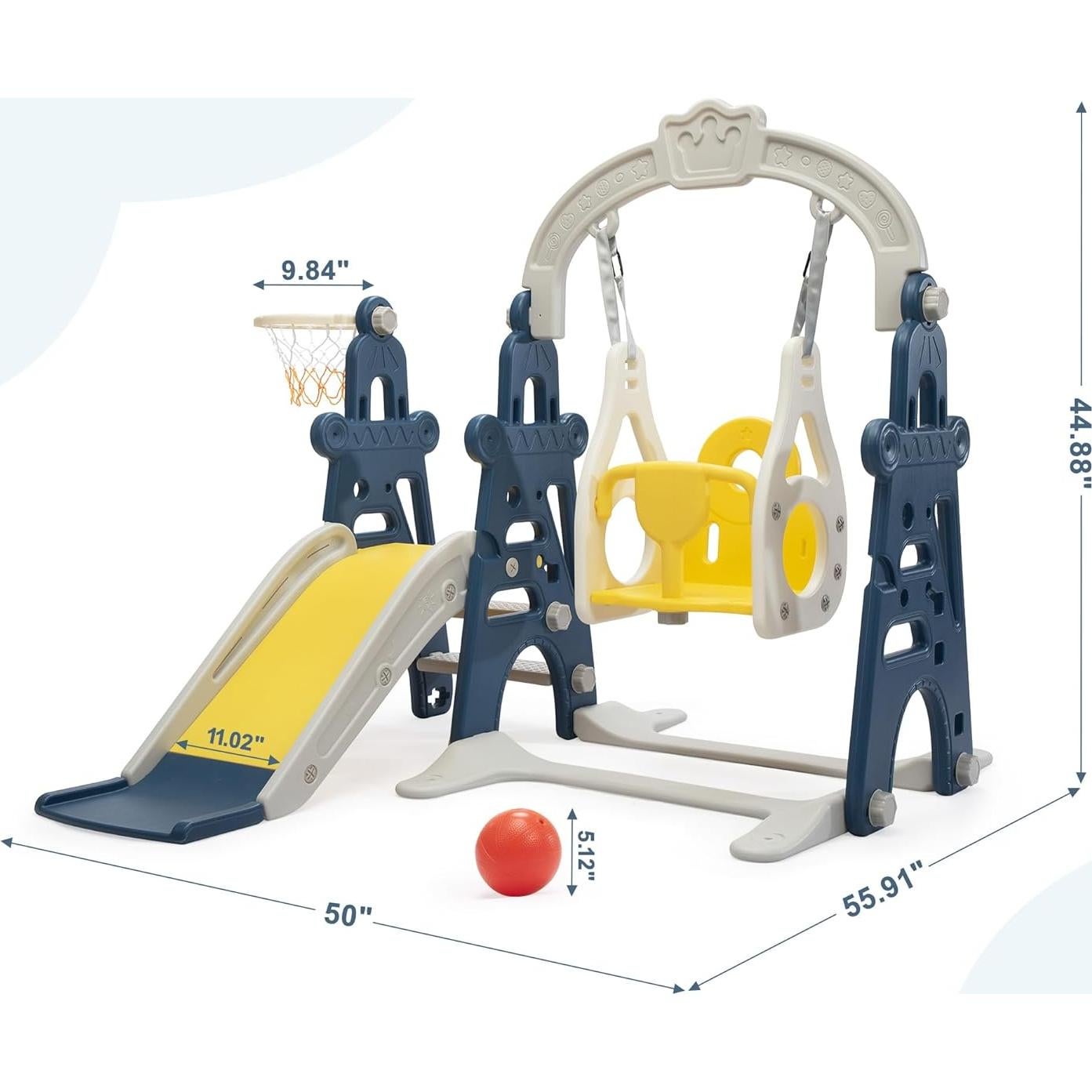 Tobogán 3-en-1 Nyeekoy para Niños 1-8 Años con Columpio